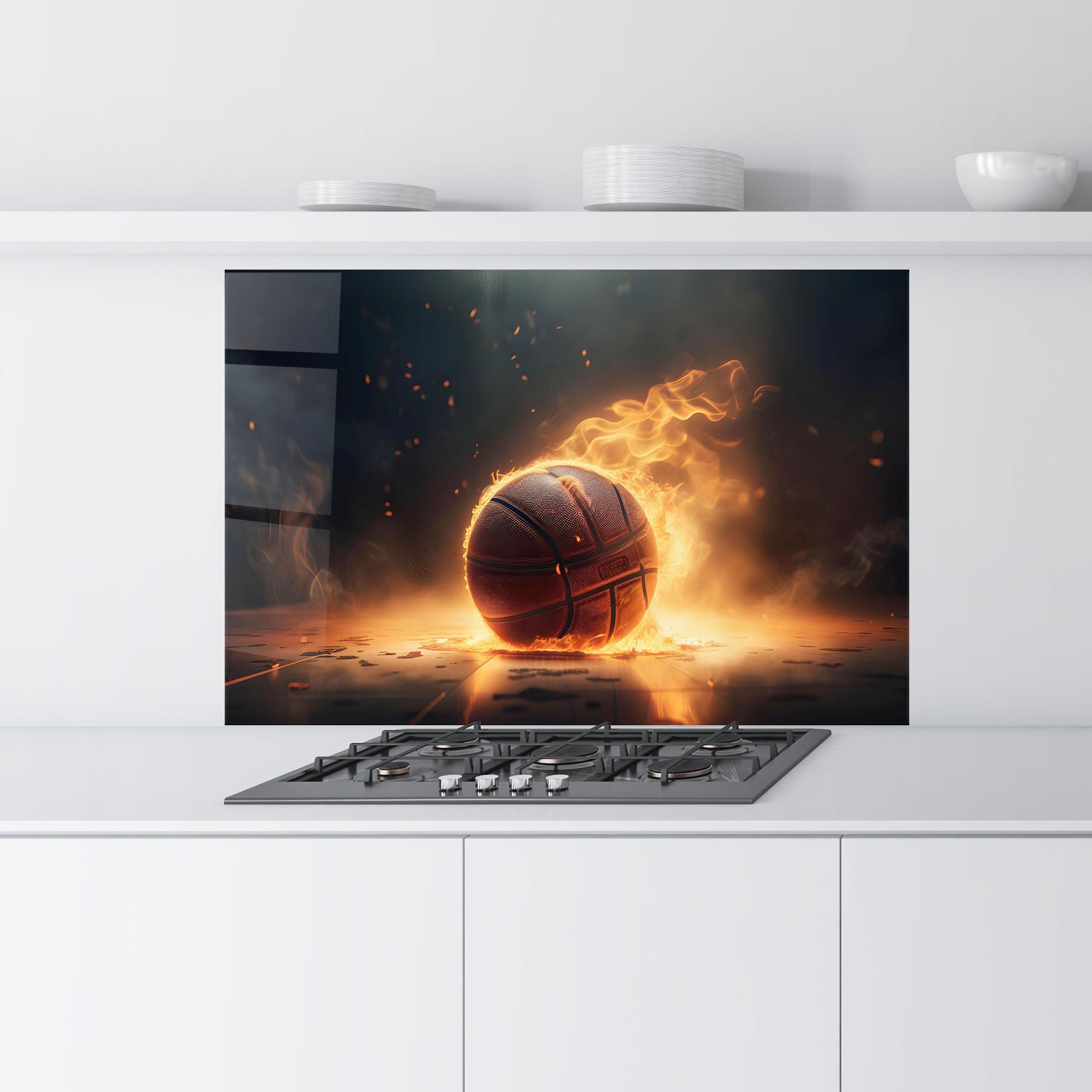 Panou Sticla Bucatarie Fire Basketball mockup 9