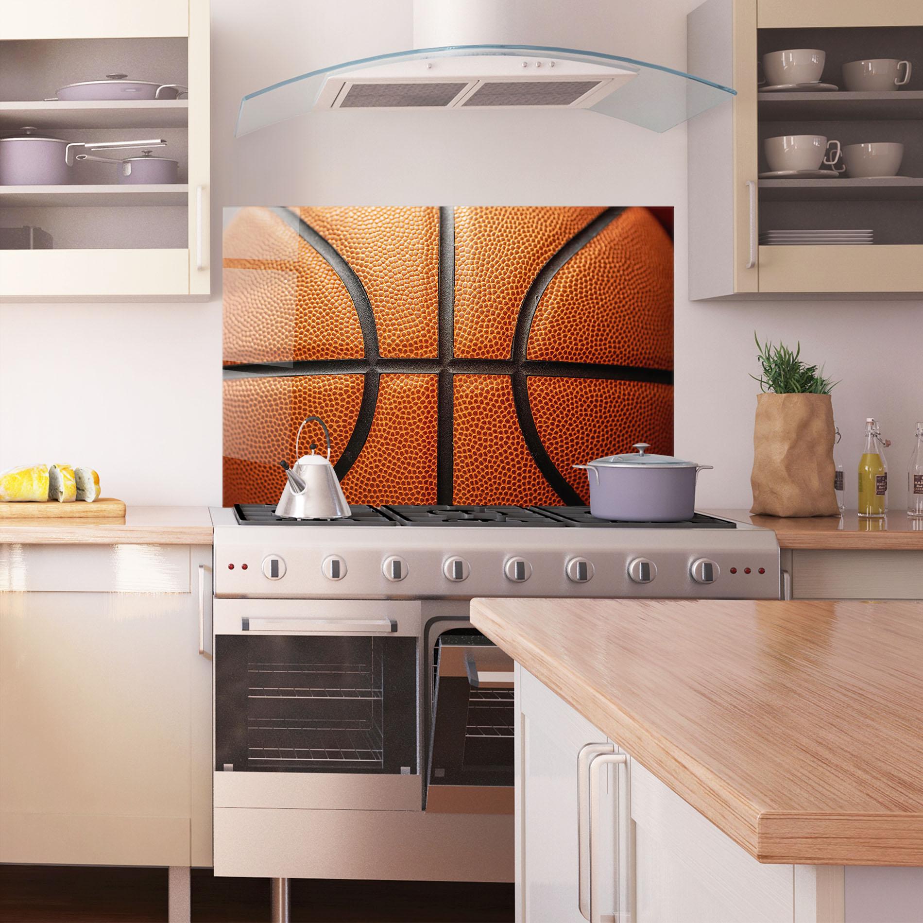 Panou Sticla Bucatarie Close Up Leather Basketball mockup 1