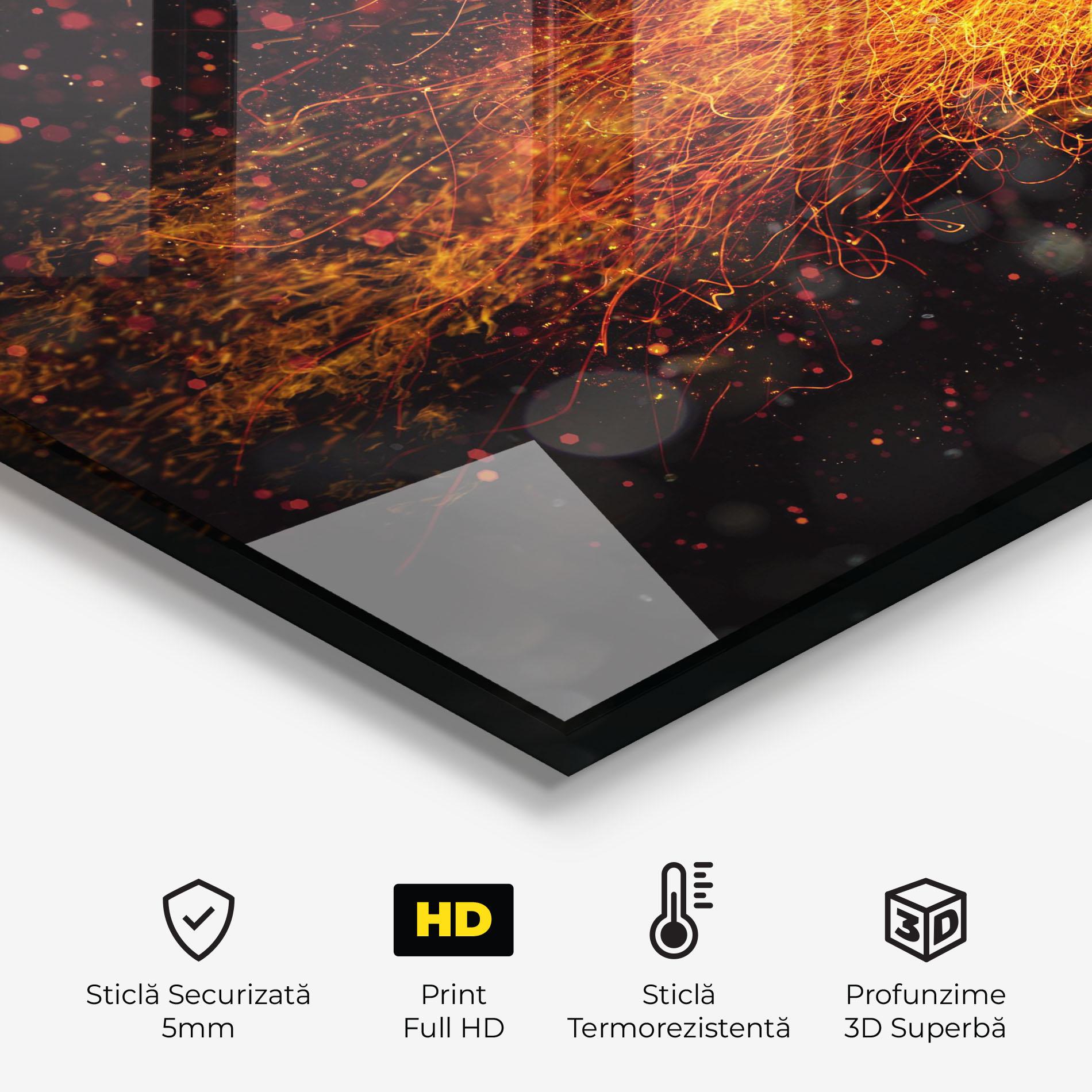 Panou Sticla Bucatarie Basket Ball Flame mockup 2