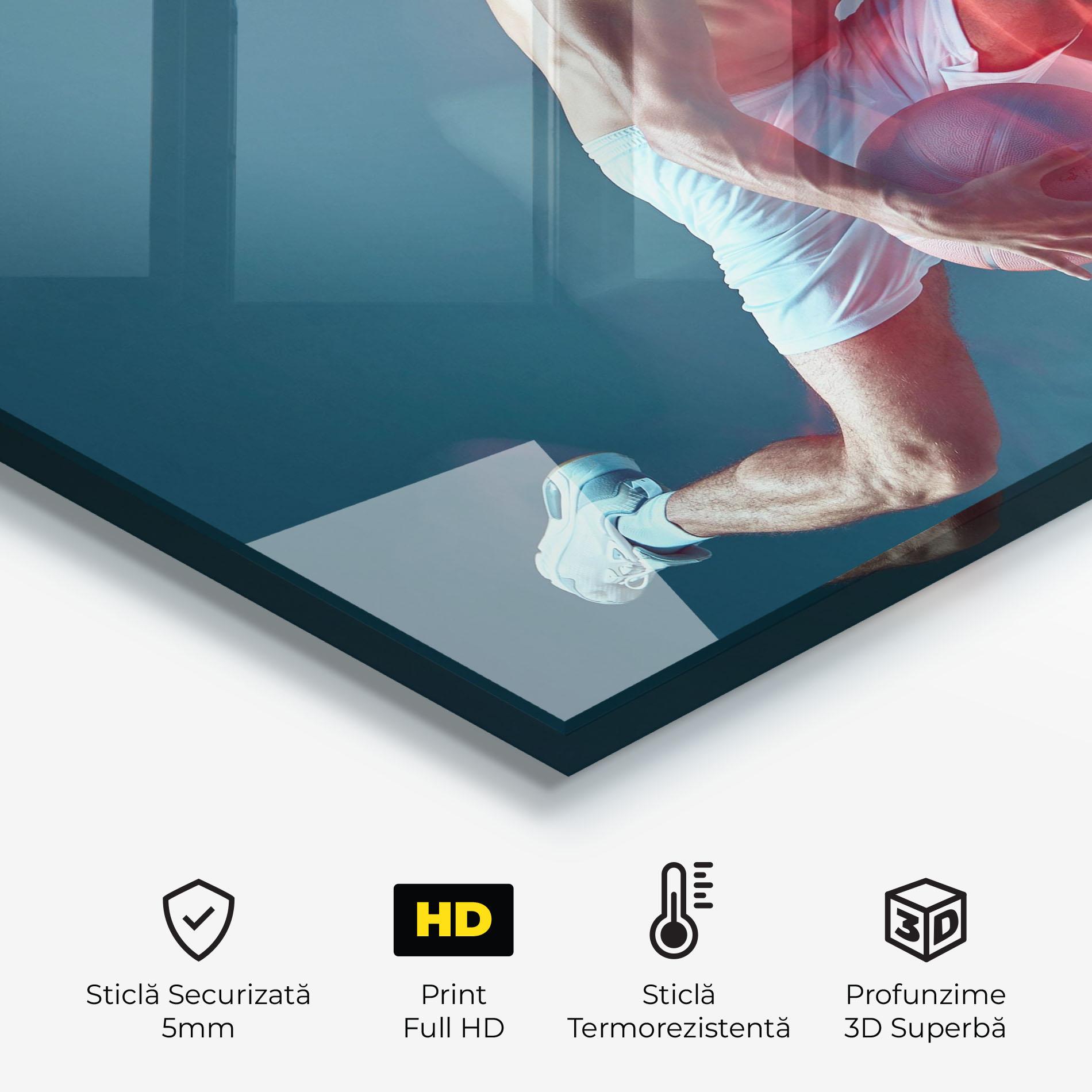 Panou Sticla Bucatarie Fire Basketball Player mockup 2