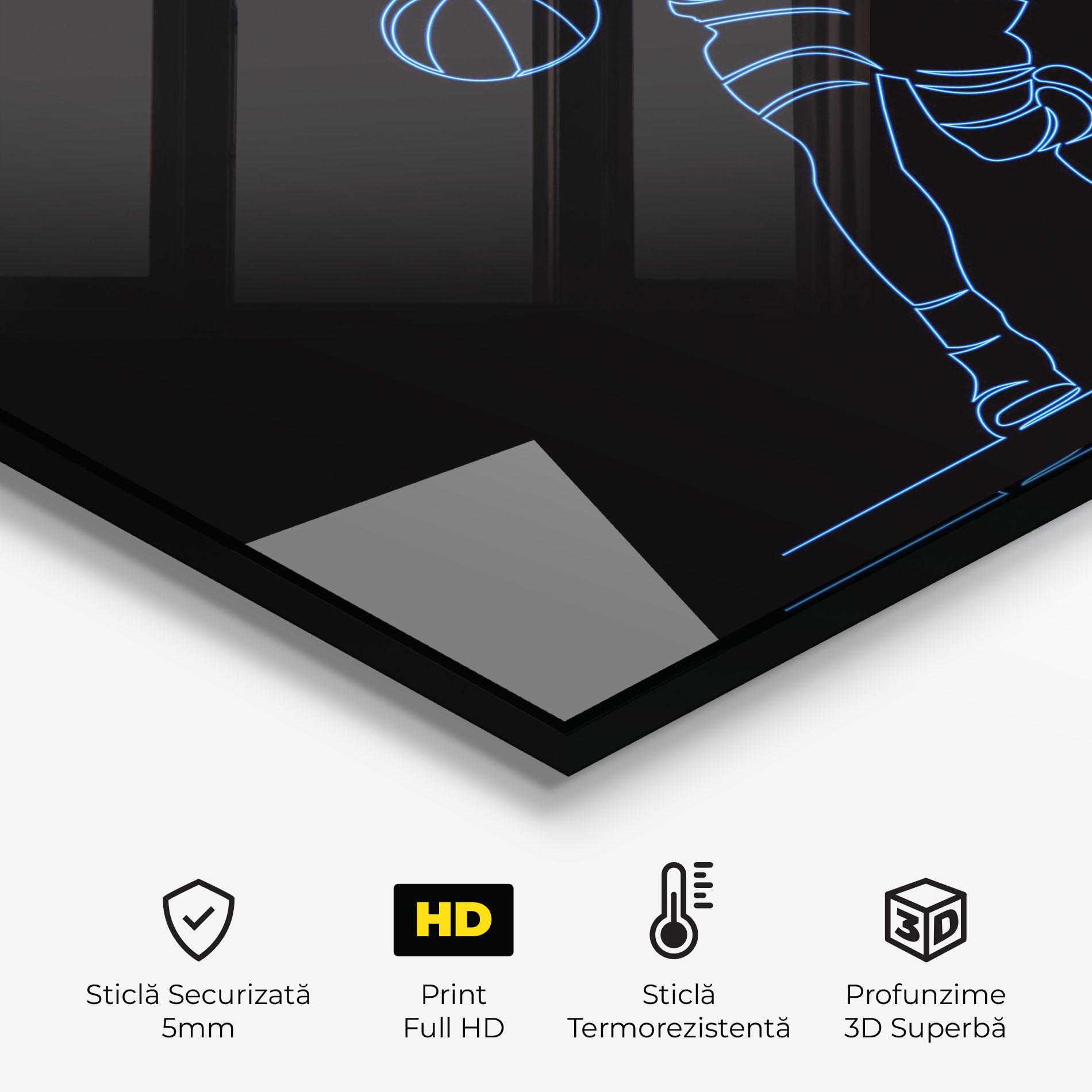 Panou Sticla Bucatarie Neon Basketball Player mockup 2