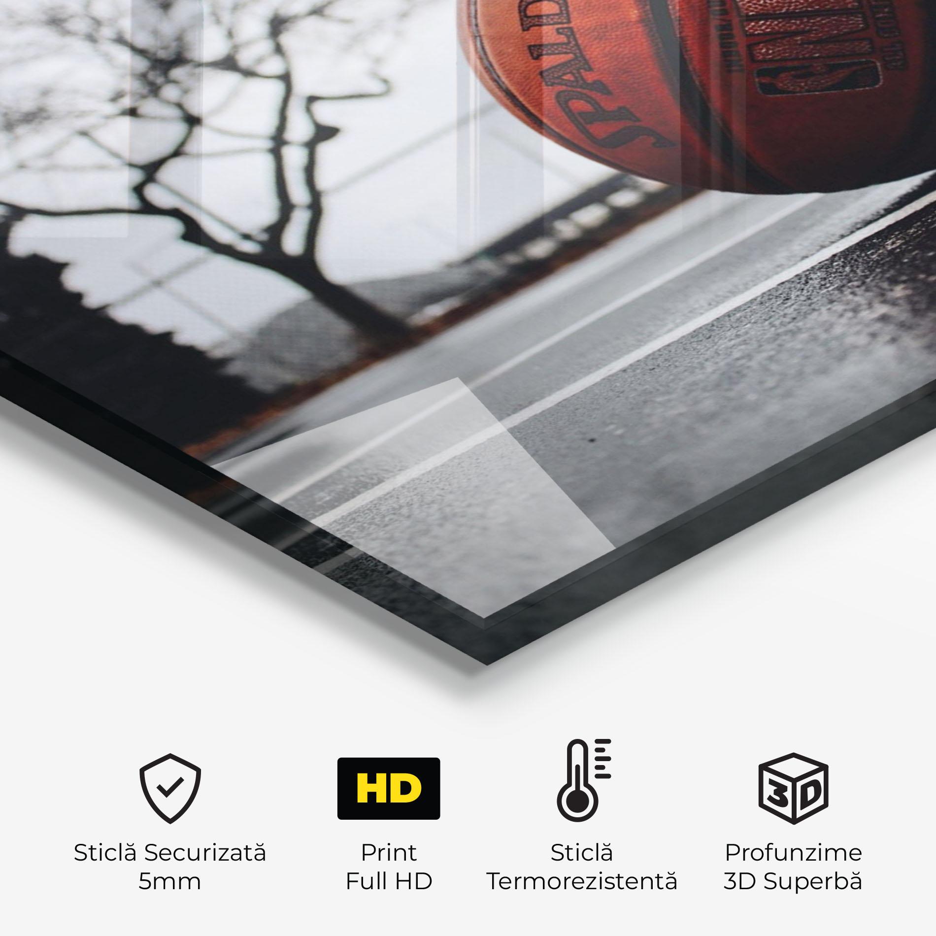 Panou Sticla Bucatarie Orange Basketball On Grey mockup 2