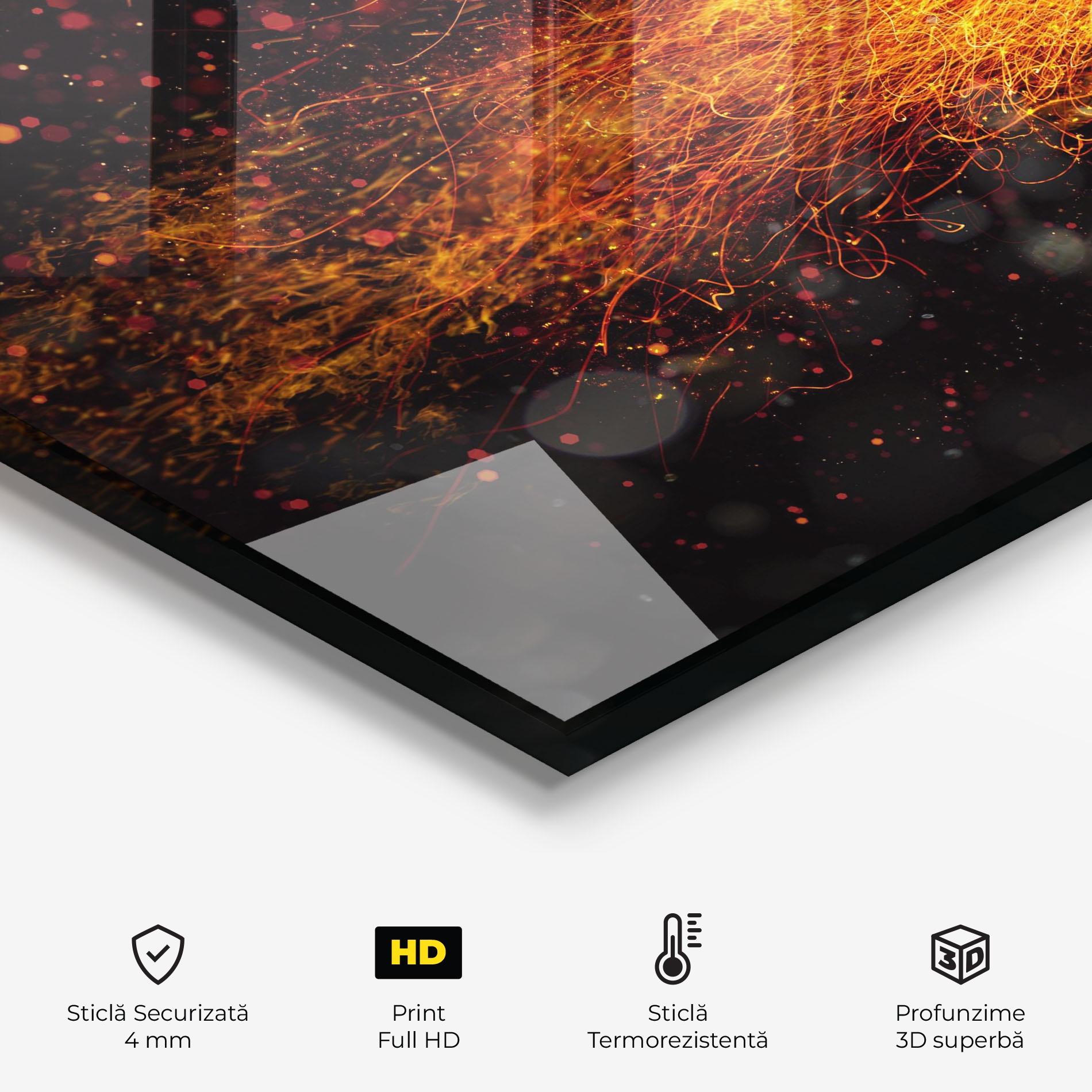 Panou Sticla Bucatarie Basket Ball Flame mockup 2