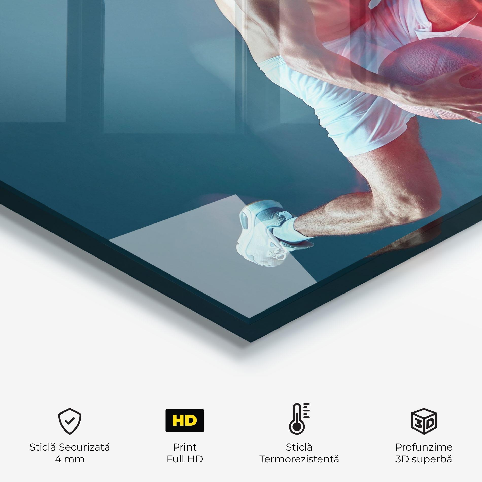 Panou Sticla Bucatarie Fire Basketball Player mockup 2