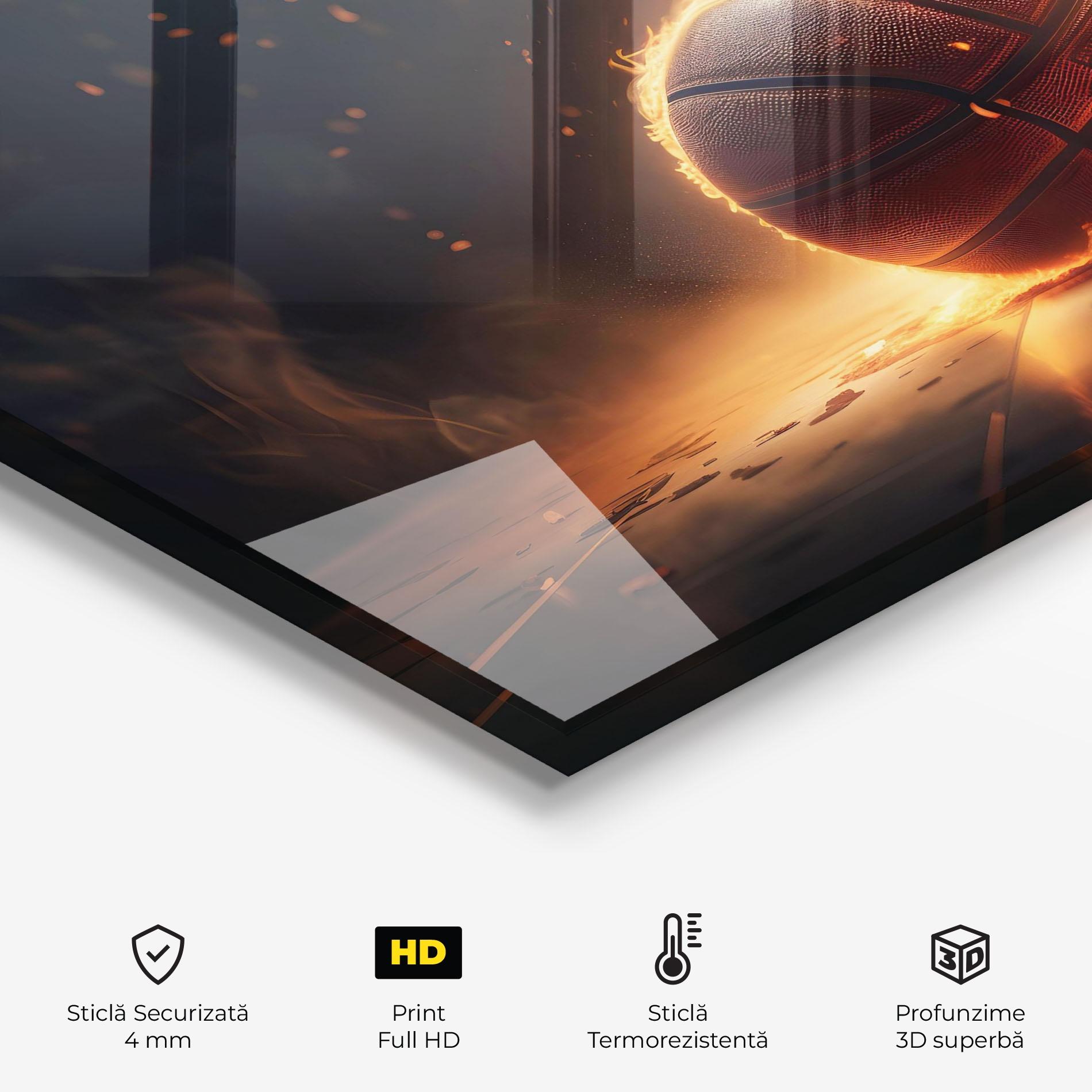 Panou Sticla Bucatarie Fire Basketball mockup 2