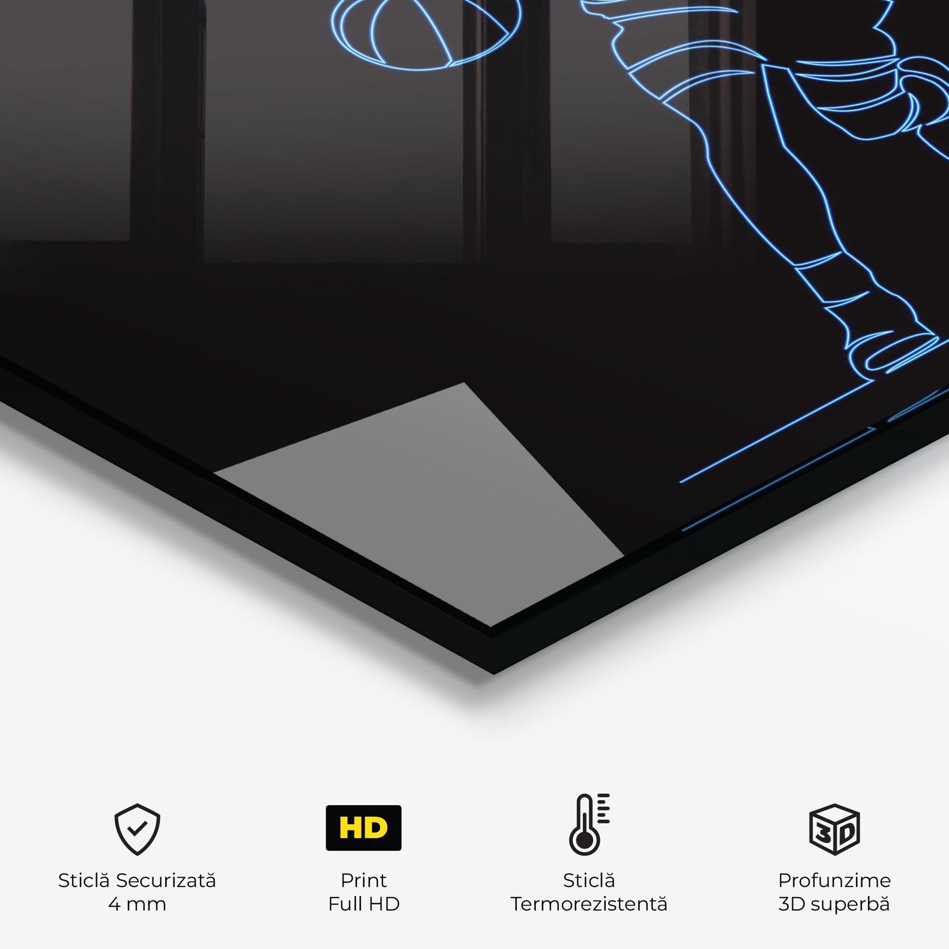 Panou Sticla Bucatarie Neon Basketball Player mockup 2