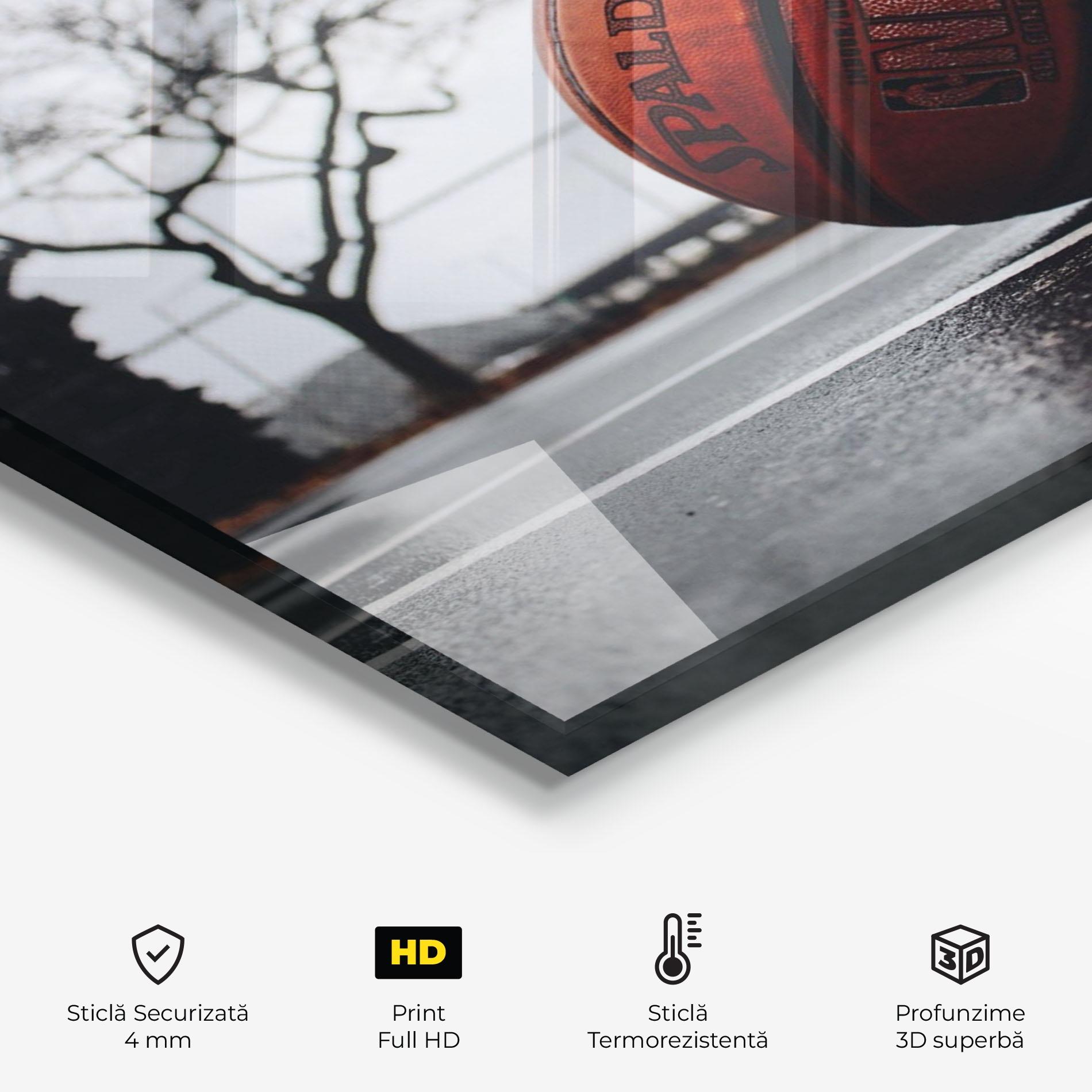 Panou Sticla Bucatarie Orange Basketball On Grey mockup 2
