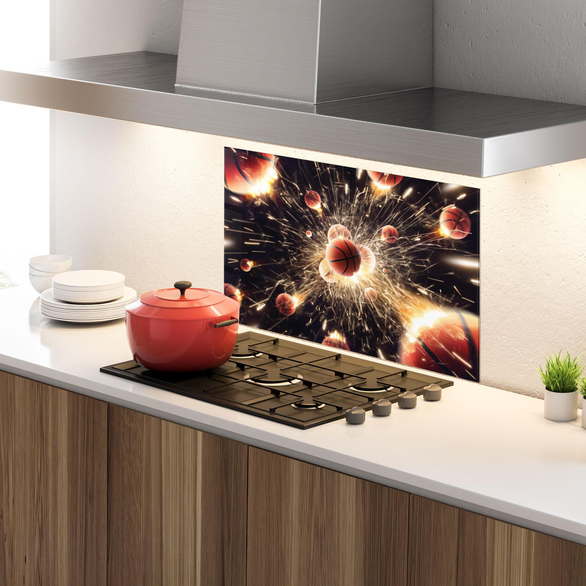 Panou Sticla Bucatarie Basketball Explosion mockup 4