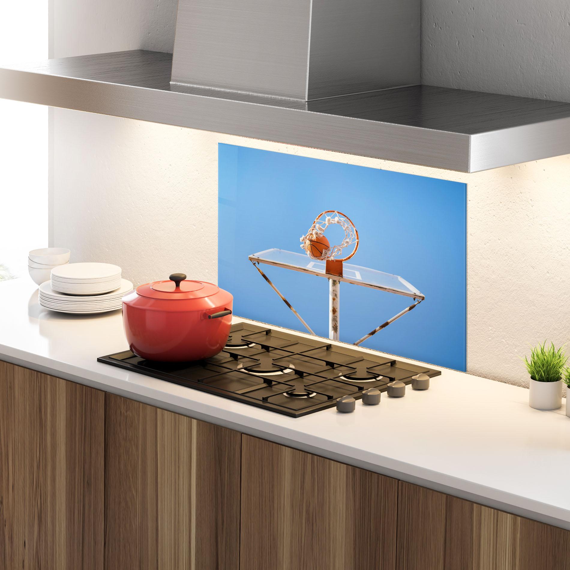 Panou Sticla Bucatarie Basketball Hoop Blue Sky mockup 4