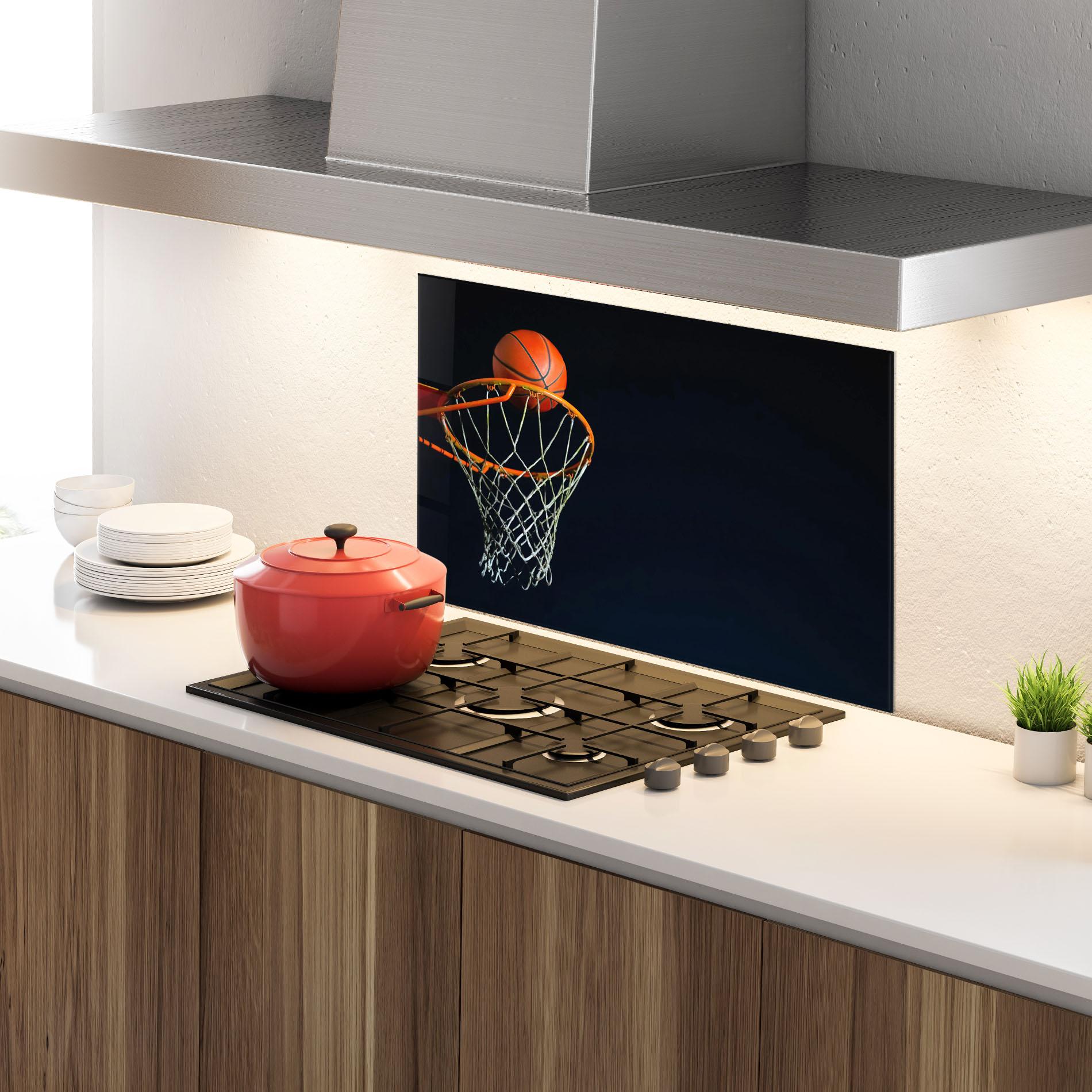Panou Sticla Bucatarie Basketball Hoop On Black mockup 4