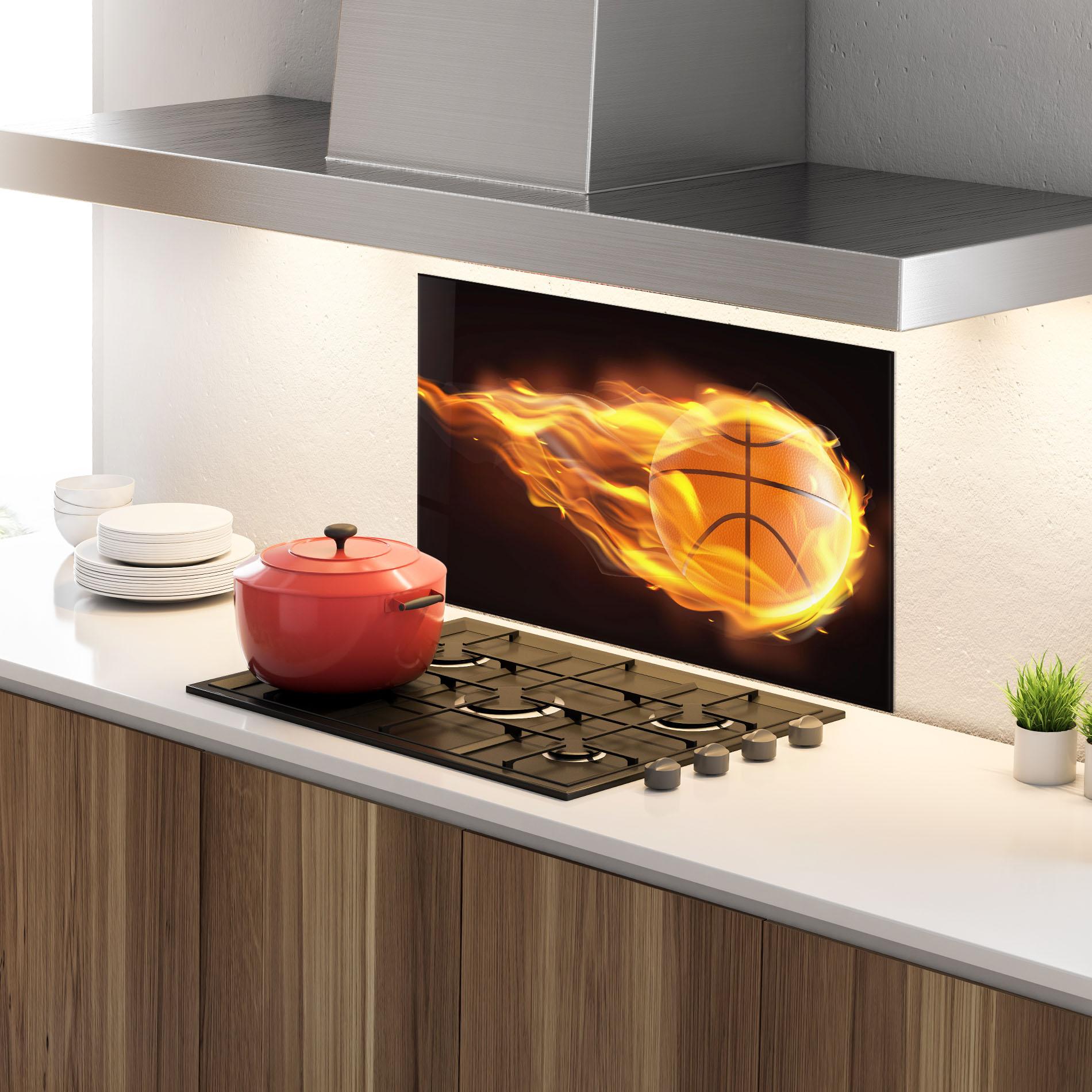 Panou Sticla Bucatarie Basketball On Fire mockup 4