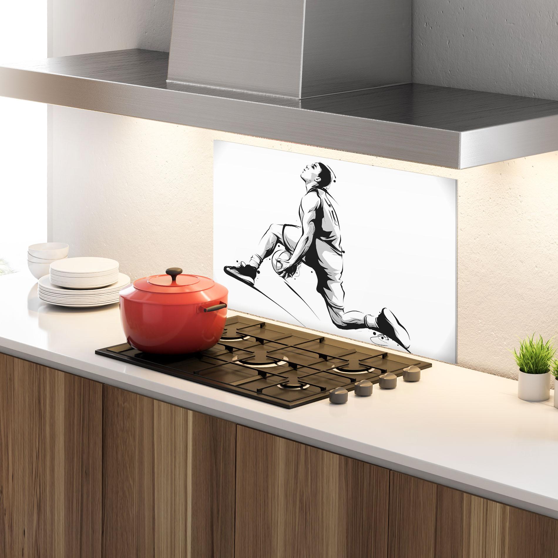 Panou Sticla Bucatarie Basketball Player Jump mockup 4