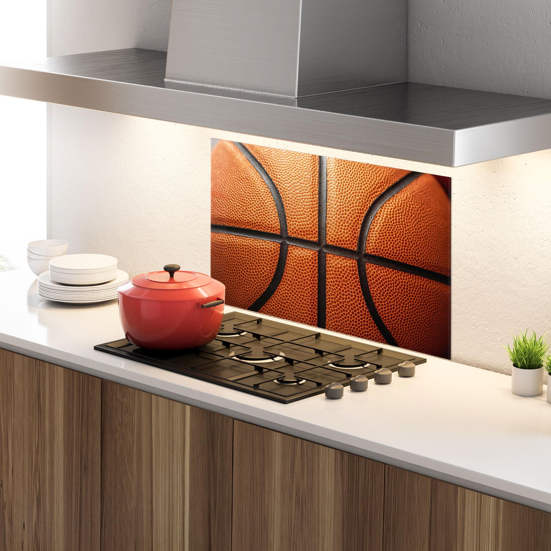 Panou Sticla Bucatarie Close Up Leather Basketball mockup 4