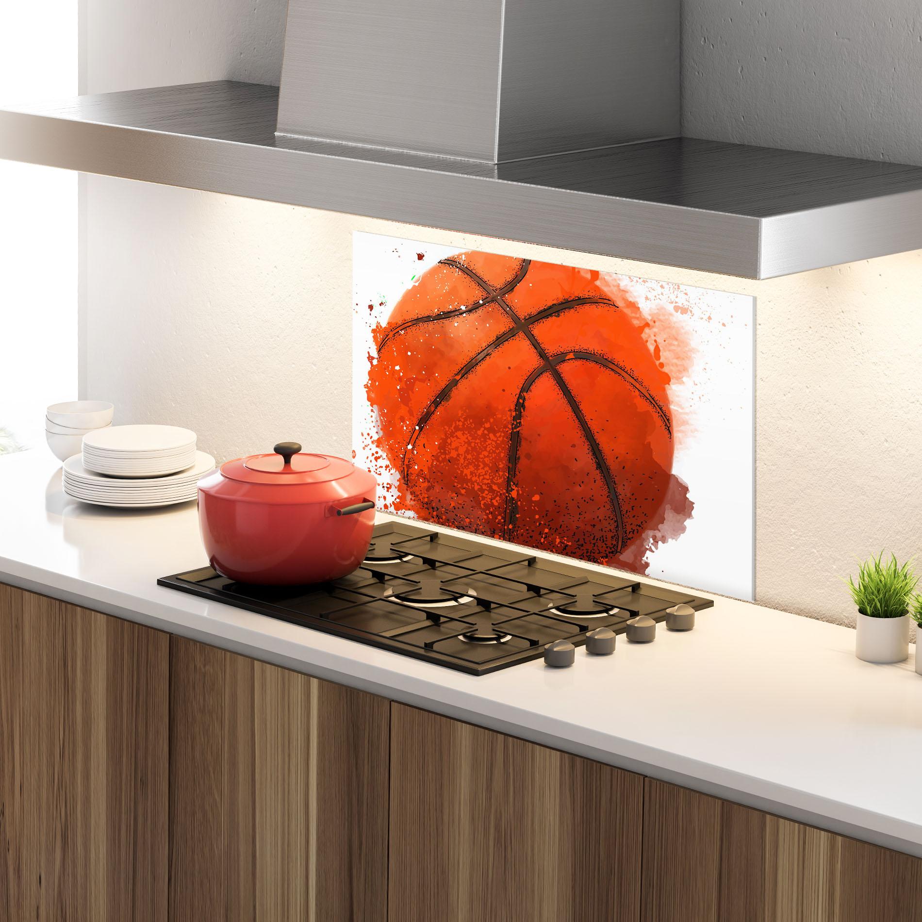 Panou Sticla Bucatarie Orange Basket Ball mockup 4