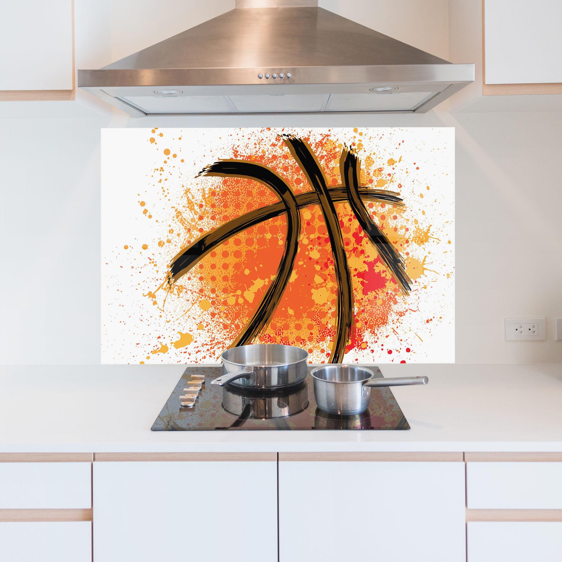 Panou Sticla Bucatarie Basket Orange Grunge mockup 5