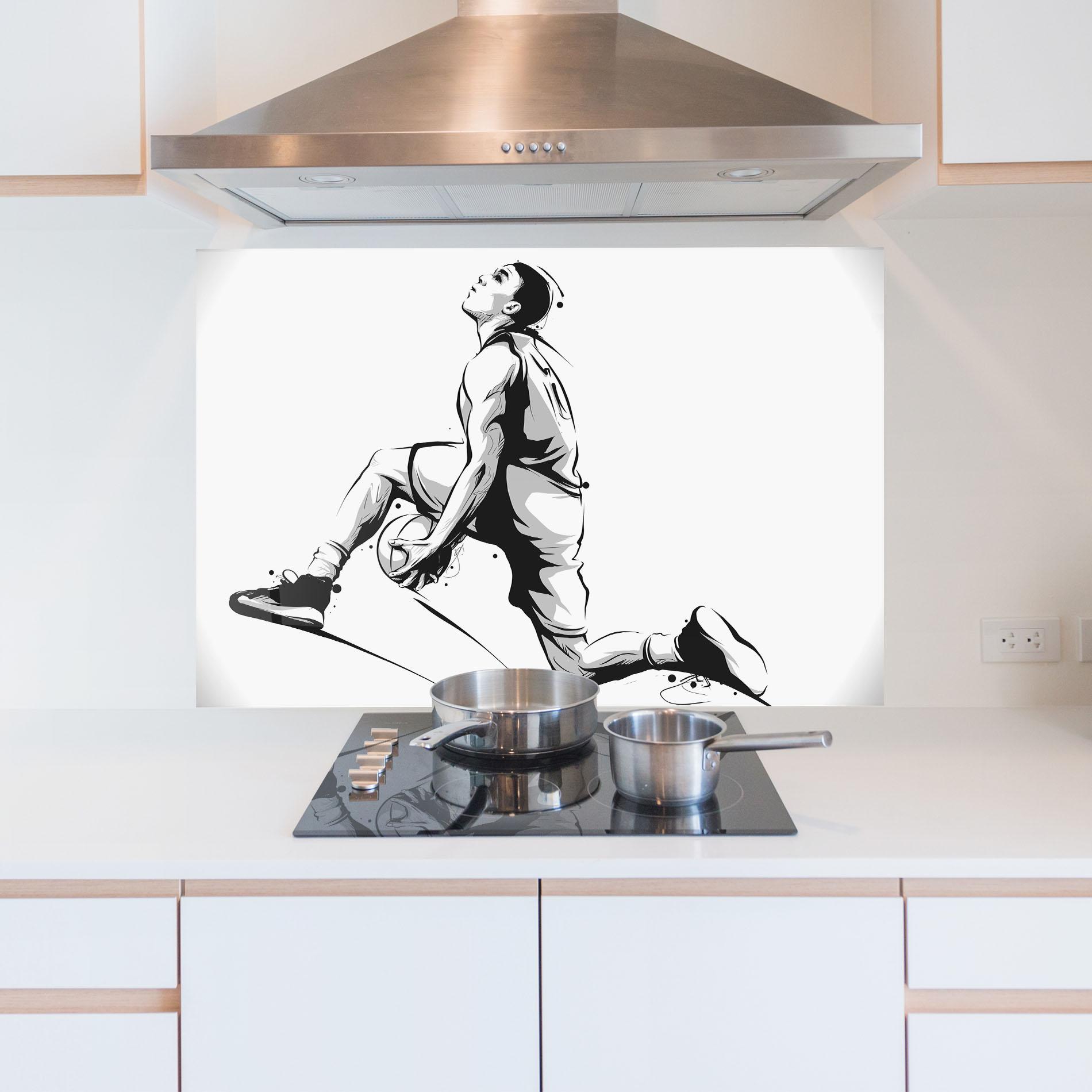 Panou Sticla Bucatarie Basketball Player Jump mockup 5