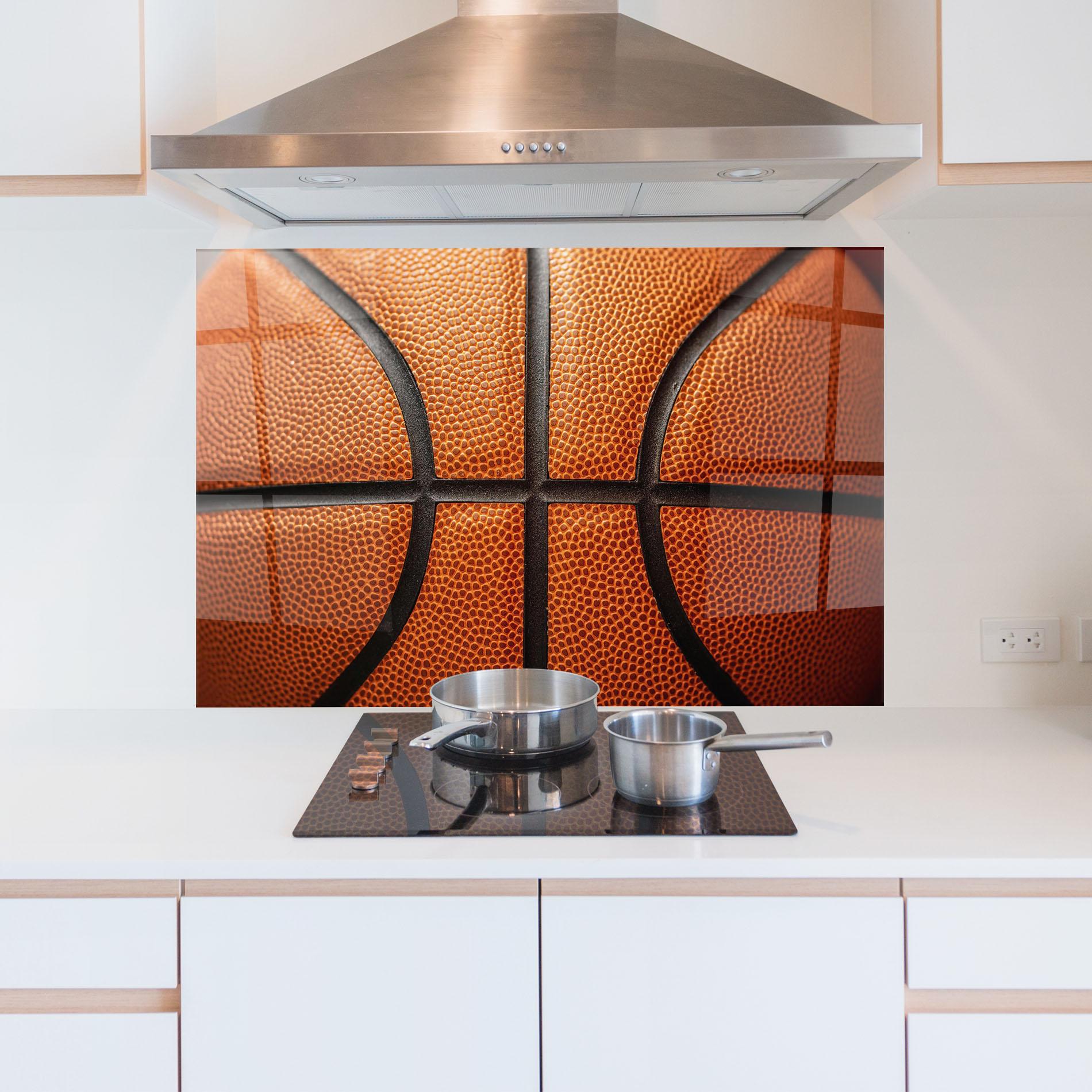 Panou Sticla Bucatarie Close Up Leather Basketball mockup 5