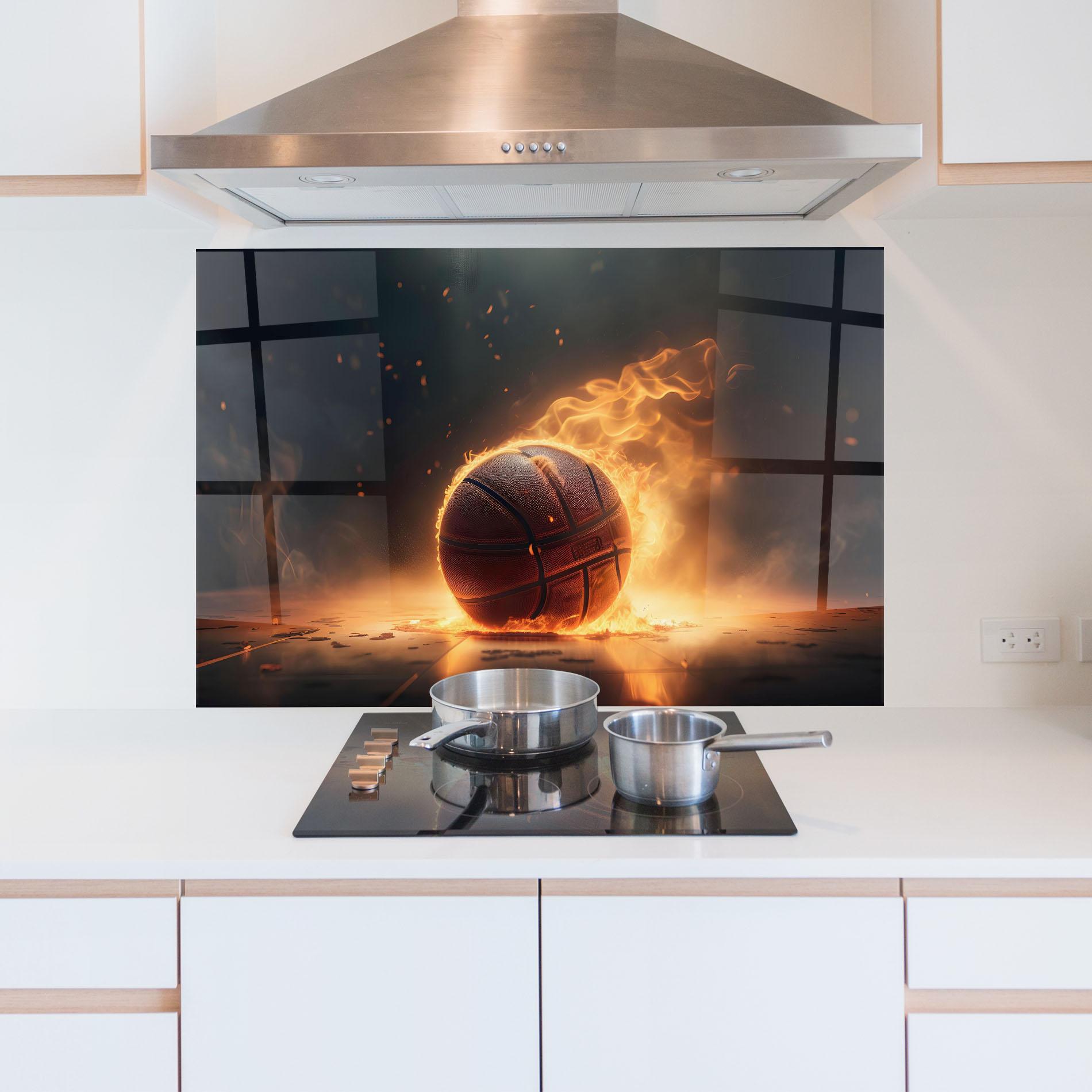 Panou Sticla Bucatarie Fire Basketball mockup 5