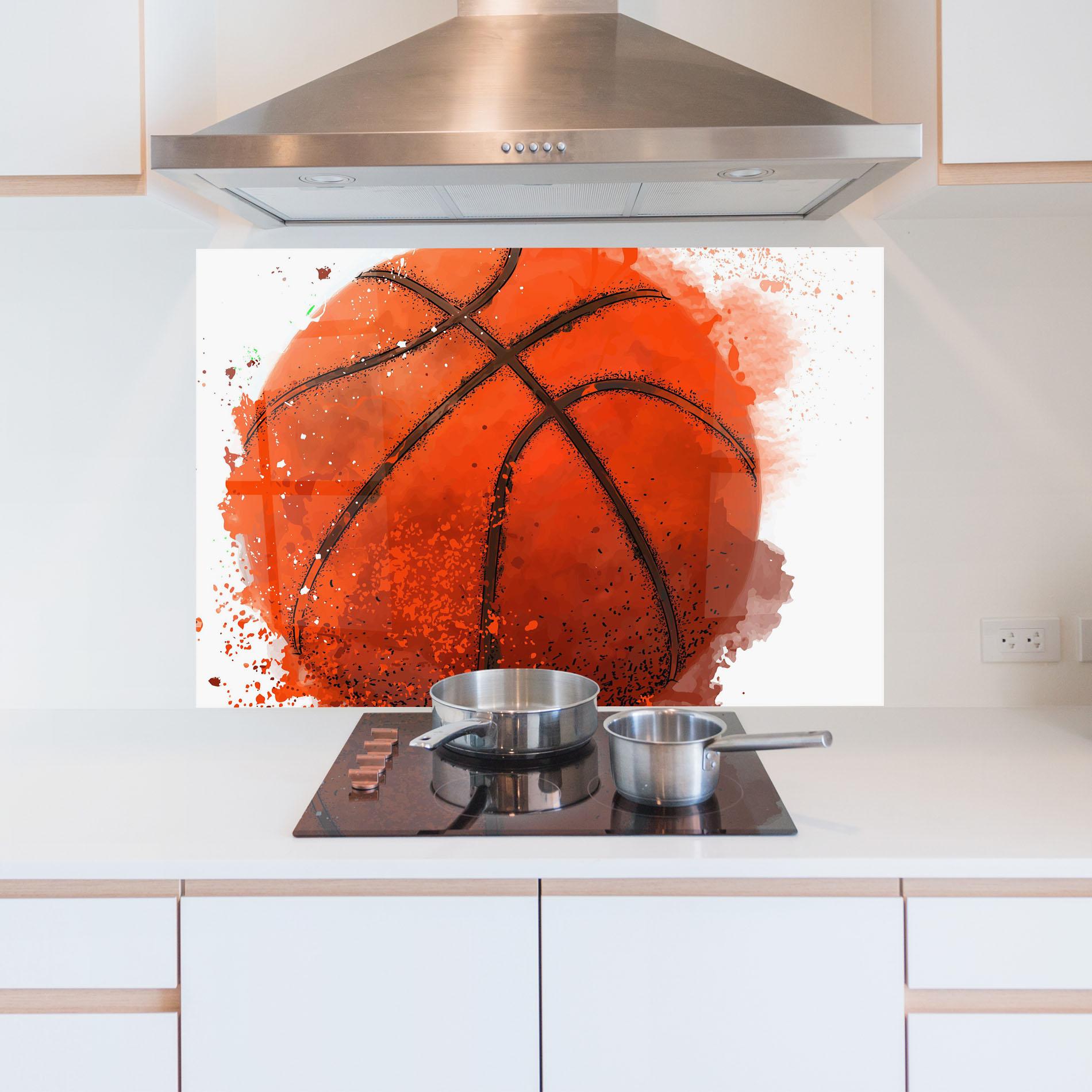 Panou Sticla Bucatarie Orange Basket Ball mockup 5