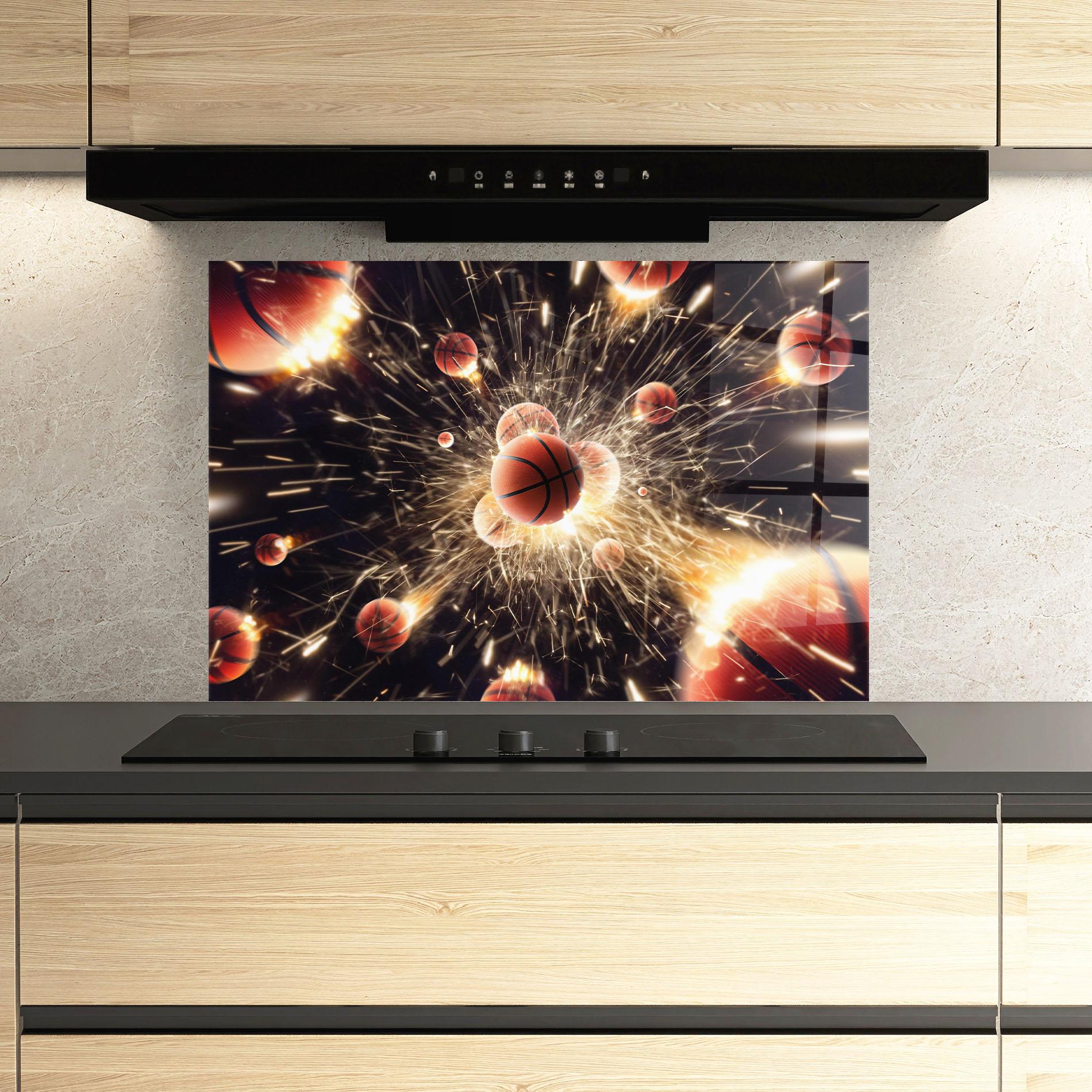 Panou Sticla Bucatarie Basketball Explosion mockup 3