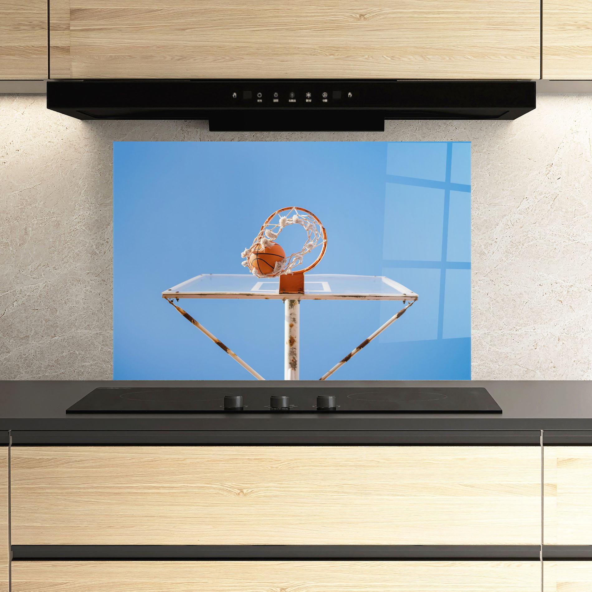 Panou Sticla Bucatarie Basketball Hoop Blue Sky mockup 3