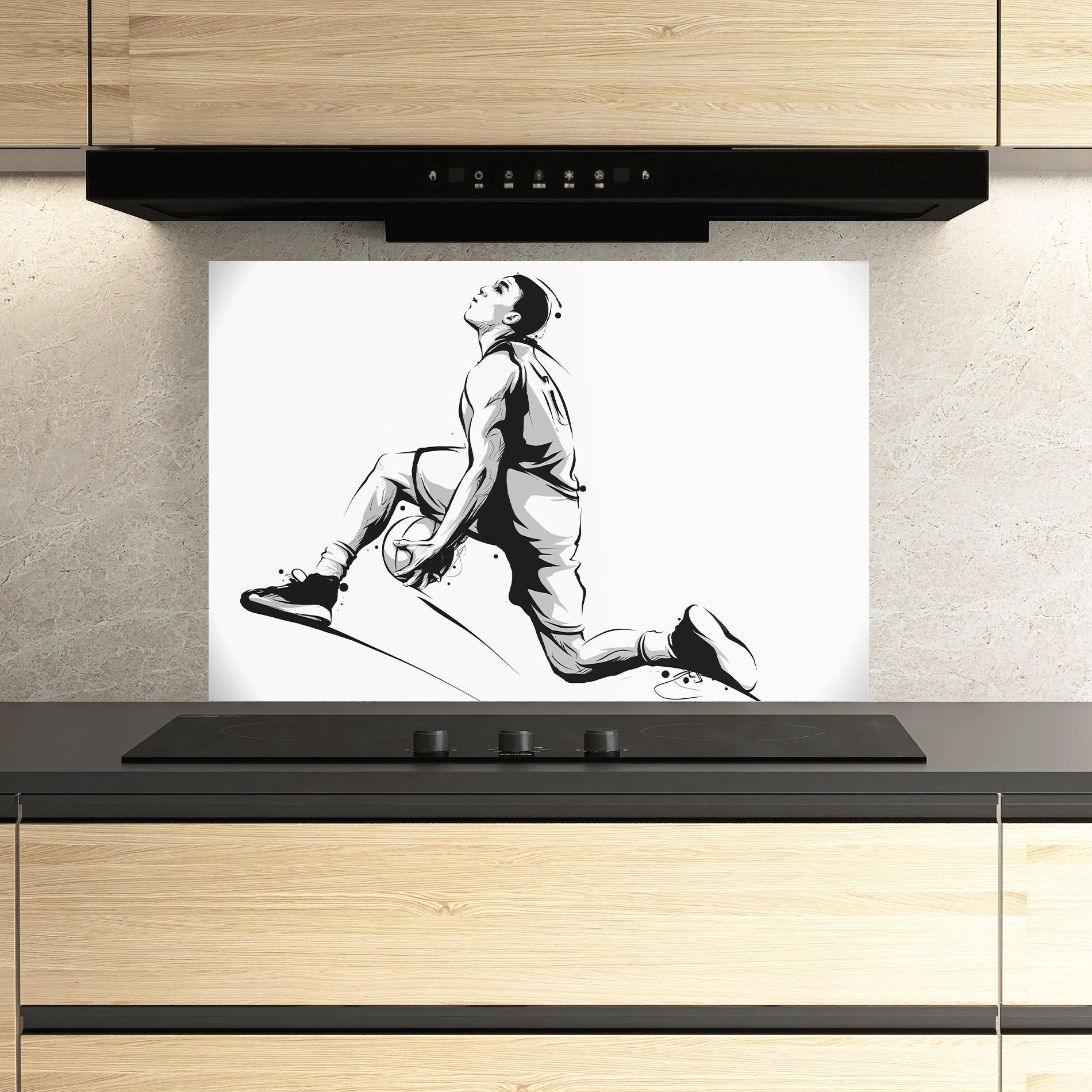 Panou Sticla Bucatarie Basketball Player Jump mockup 3