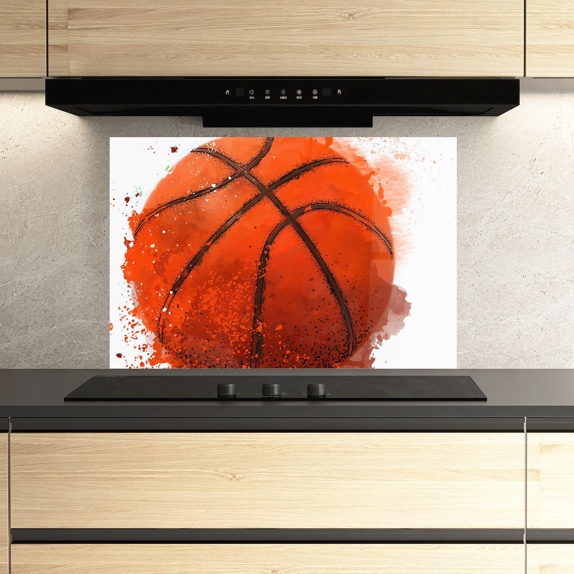 Panou Sticla Bucatarie Orange Basket Ball mockup 3