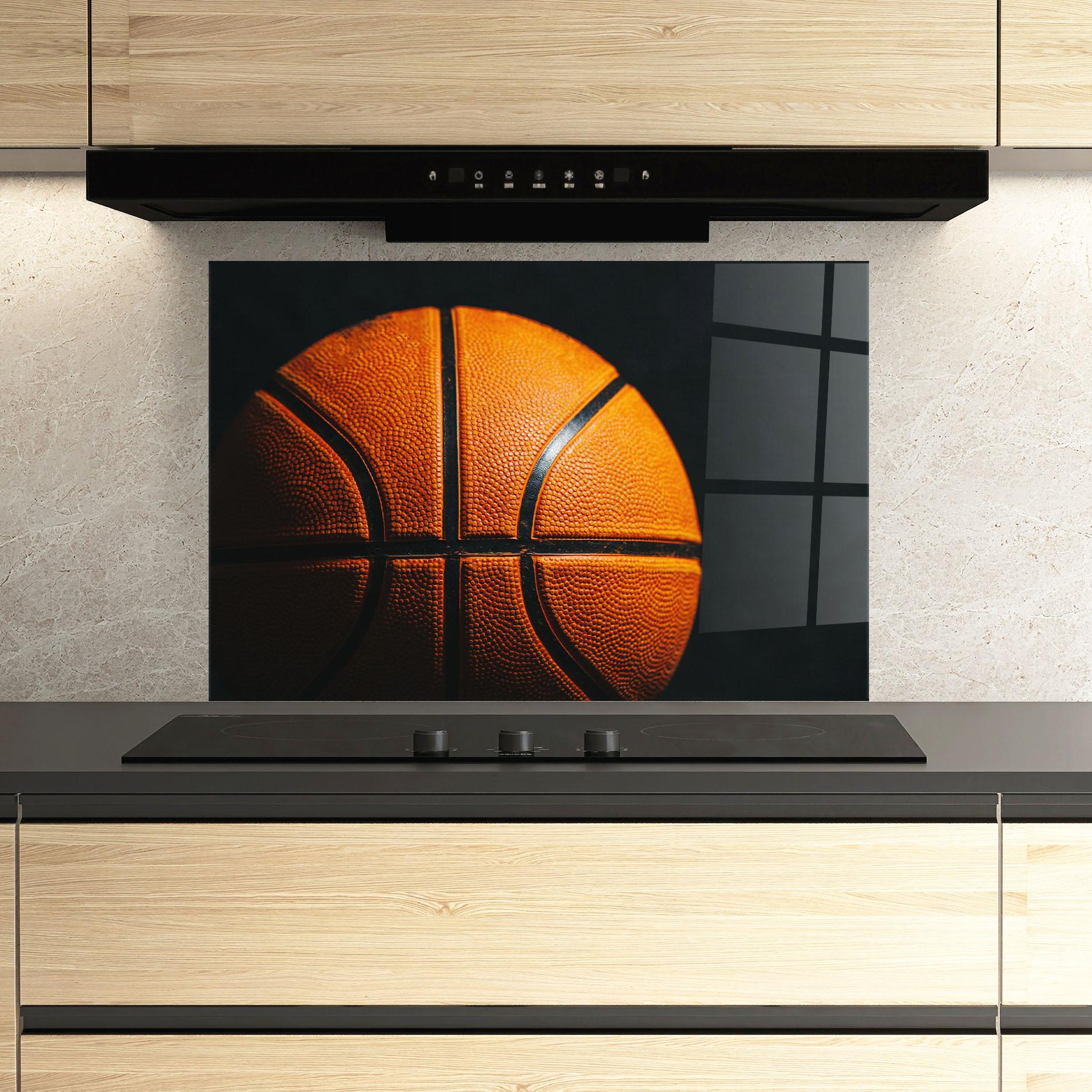 Panou Sticla Bucatarie Orange Basketball mockup 3