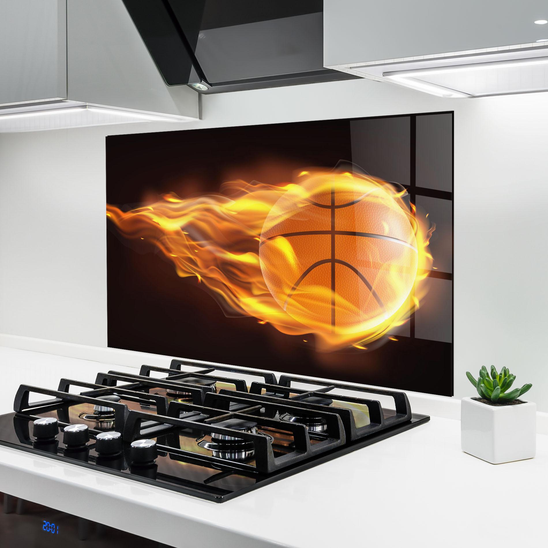 Panou Sticla Bucatarie Basketball On Fire mockup 6