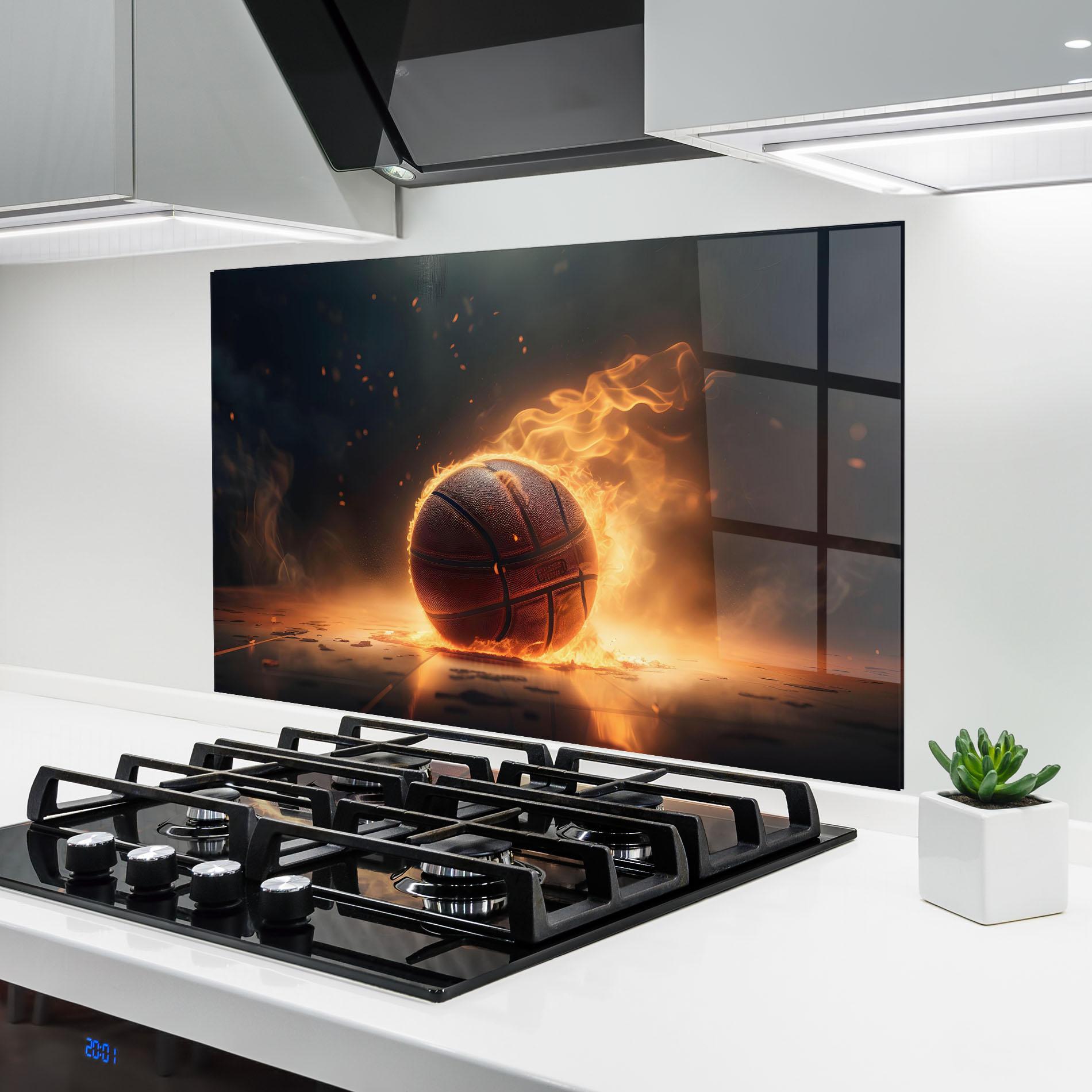 Panou Sticla Bucatarie Fire Basketball mockup 6