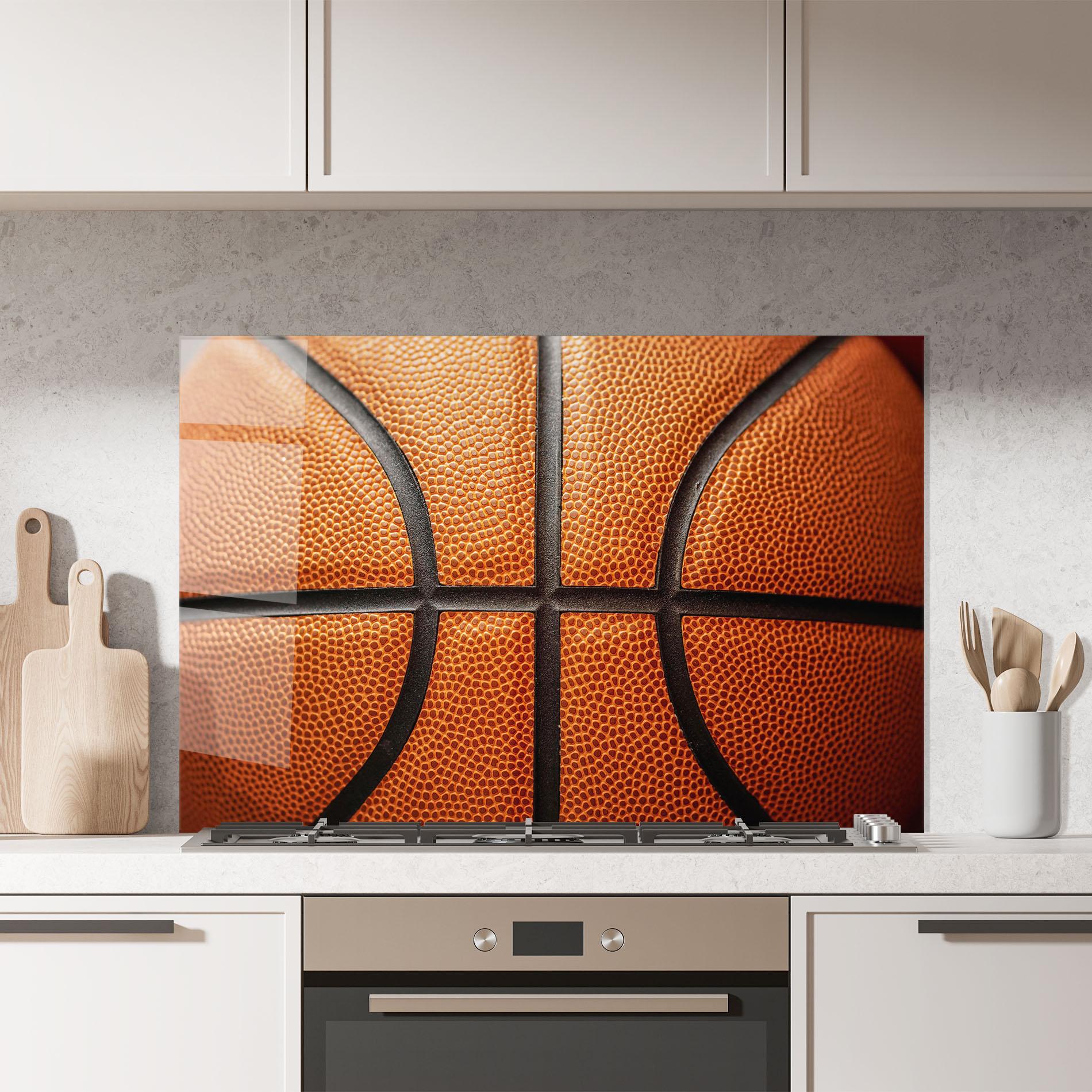 Panou Sticla Bucatarie Close Up Leather Basketball mockup 7