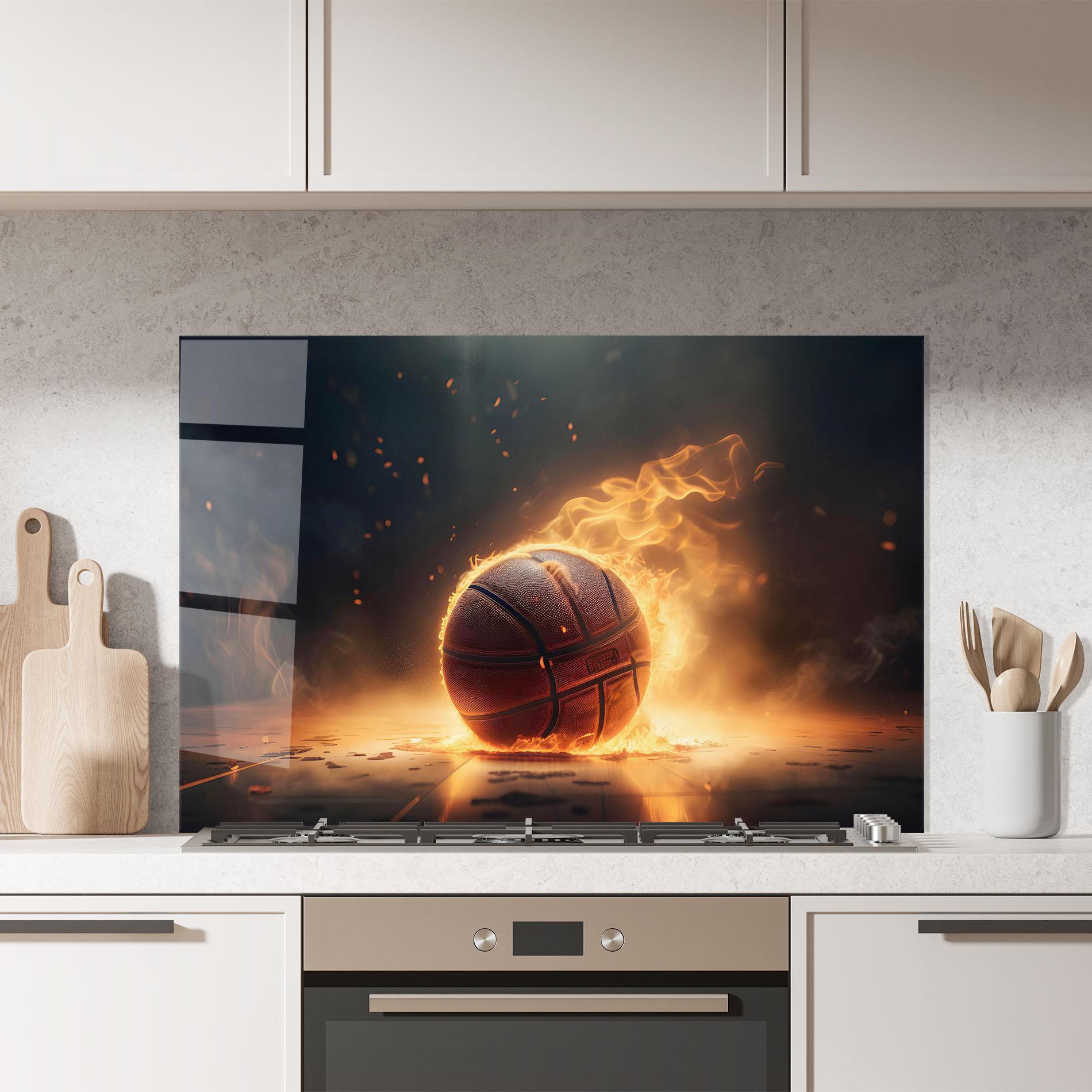 Panou Sticla Bucatarie Fire Basketball mockup 7