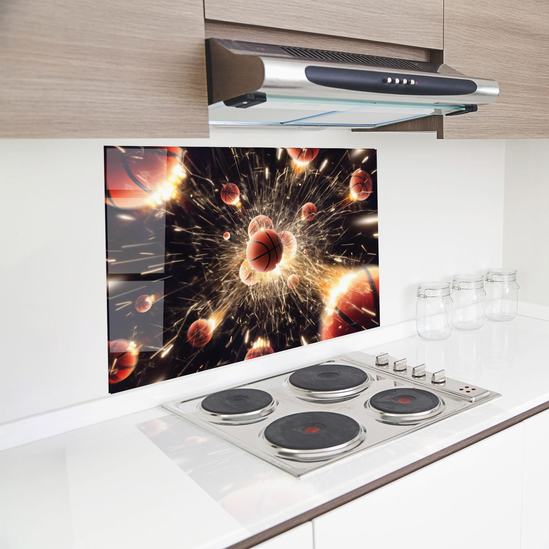 Panou Sticla Bucatarie Basketball Explosion mockup 8