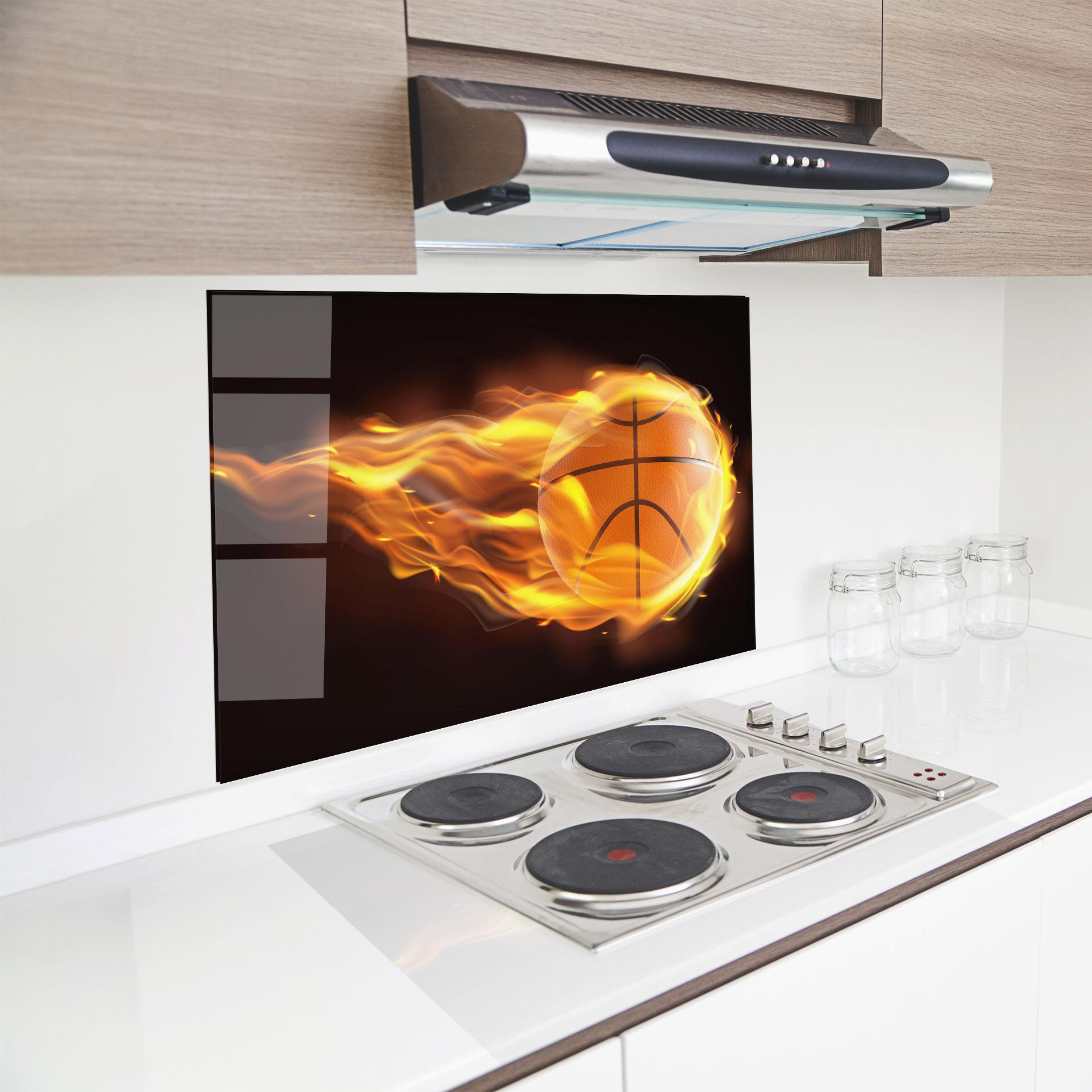 Panou Sticla Bucatarie Basketball On Fire mockup 8