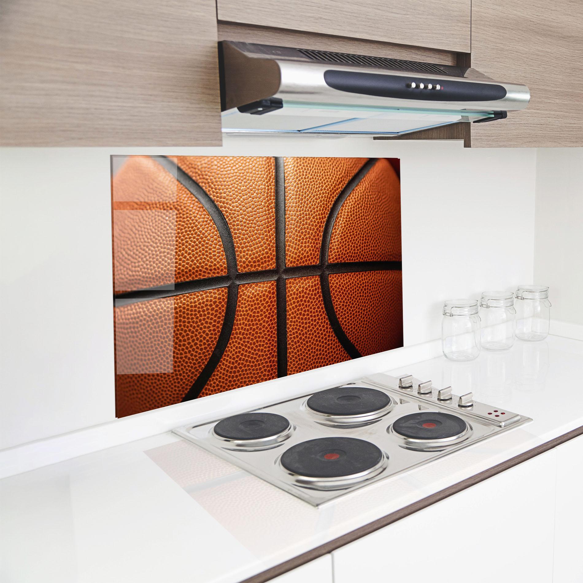 Panou Sticla Bucatarie Close Up Leather Basketball mockup 8