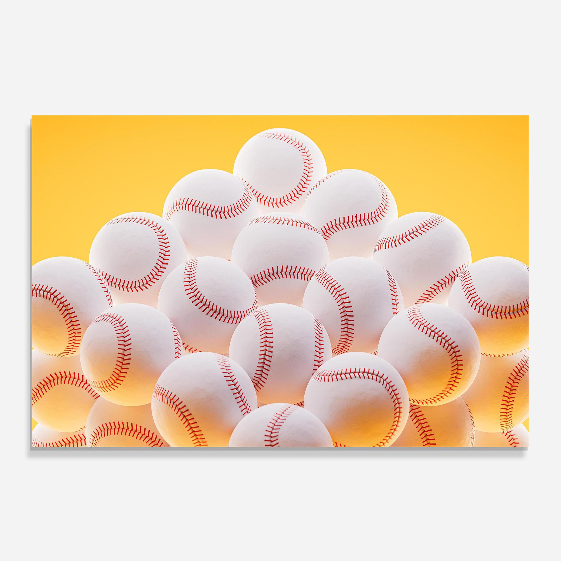 Panou Sticla Bucatarie Baseball Ball On Yellow mockup 0
