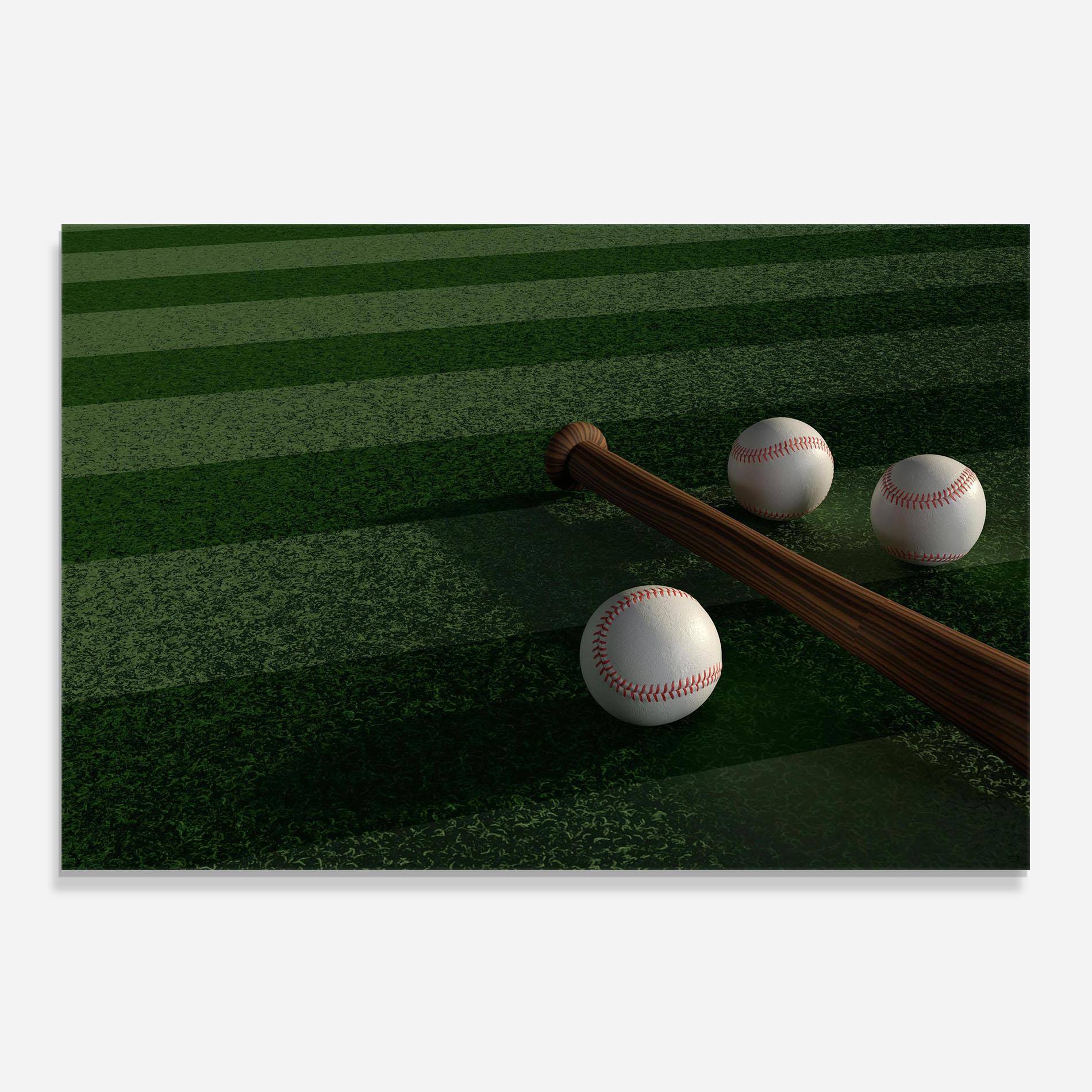 Panou Sticla Bucatarie Baseball Balls On Grass mockup 0