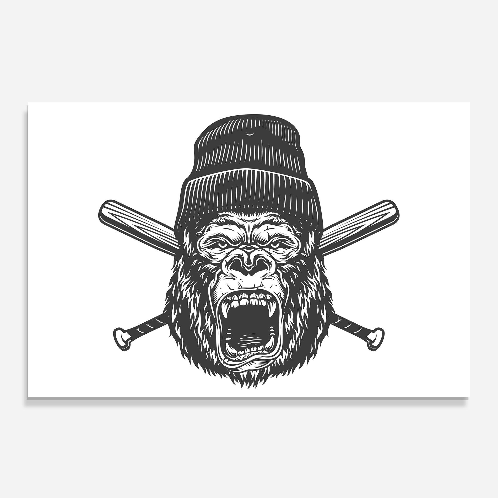Panou Sticla Bucatarie Baseball Gorilla mockup 0