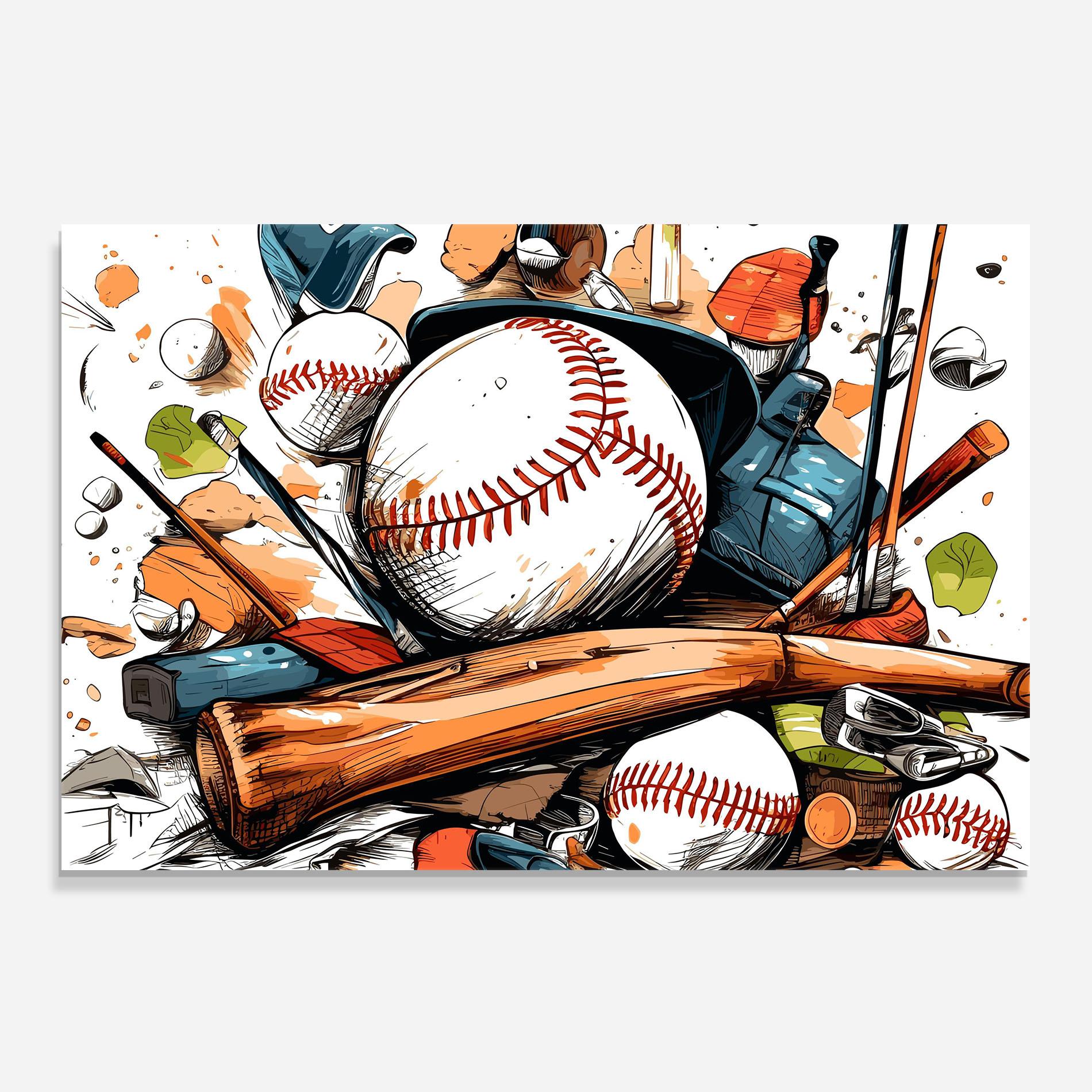 Panou Sticla Bucatarie Baseball Trash mockup 0