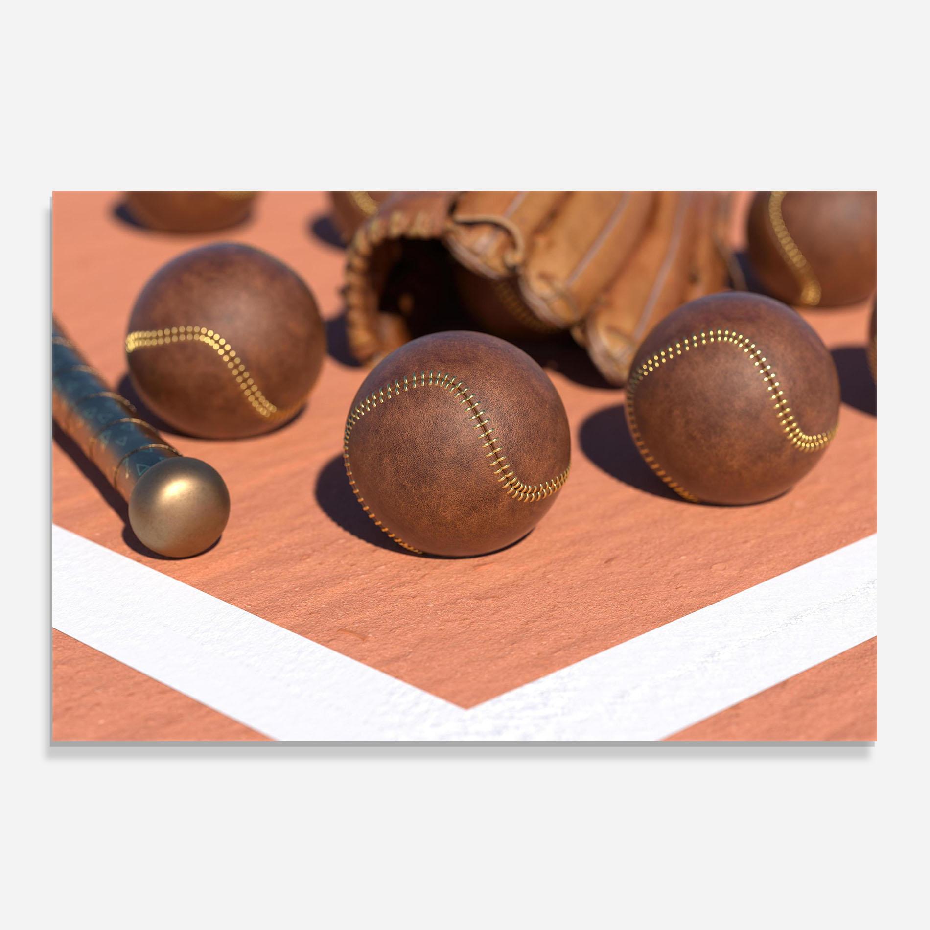 Panou Sticla Bucatarie Brown Baseball Ball mockup 0