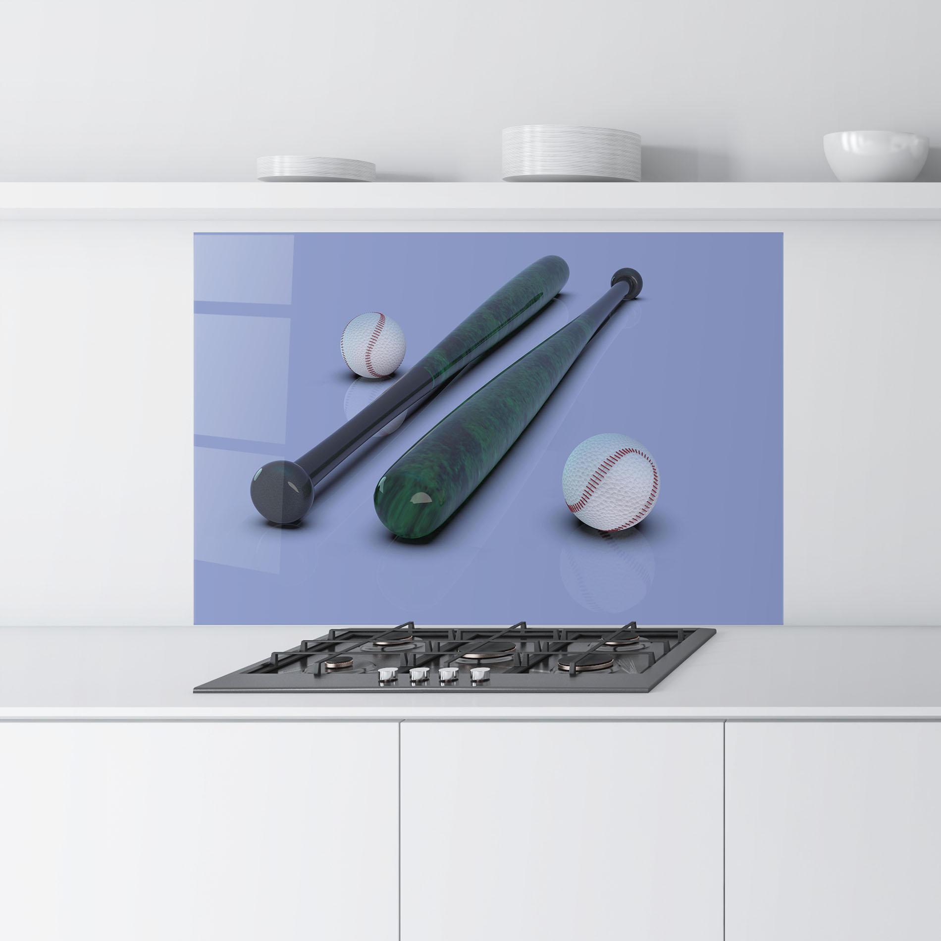 Panou Sticla Bucatarie Baseball Ball On Purple mockup 9