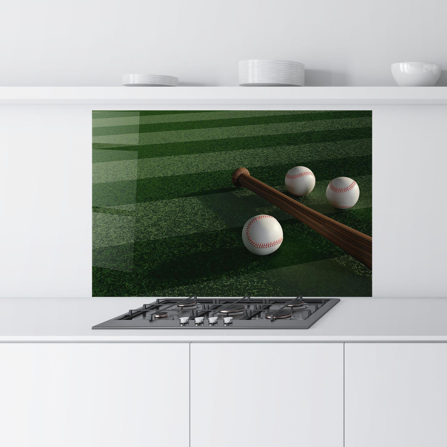 Panou Sticla Bucatarie Baseball Balls On Grass mockup 9
