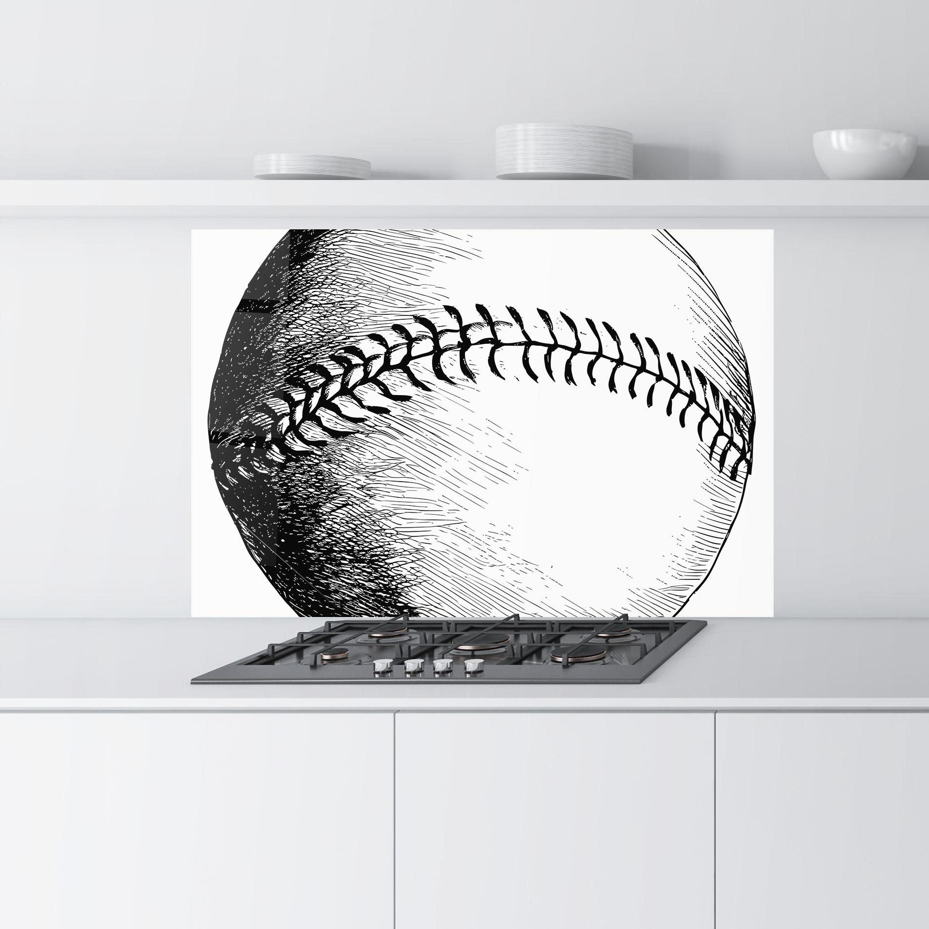 Panou Sticla Bucatarie Baseball Black Line mockup 9