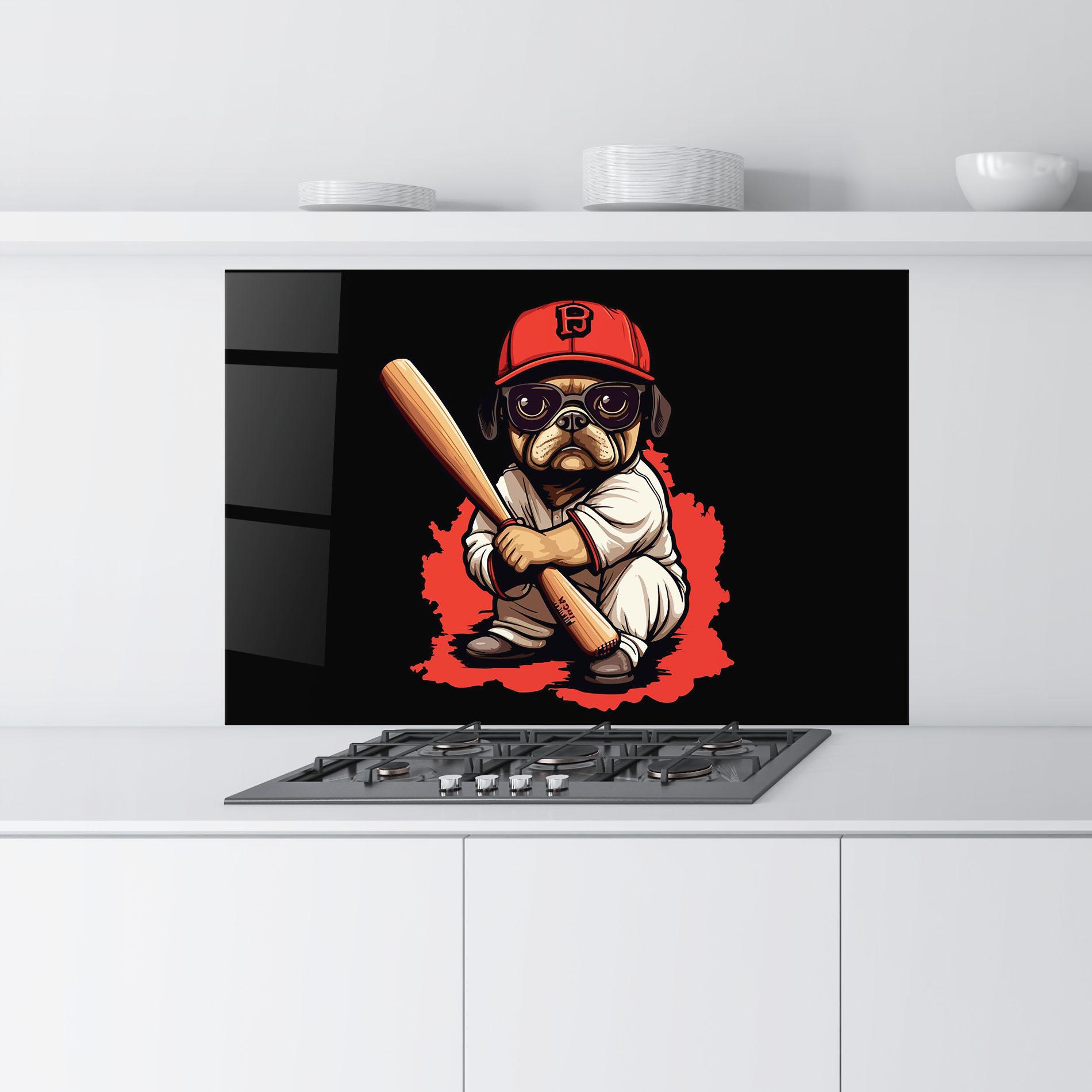 Panou Sticla Bucatarie Baseball Dog mockup 9
