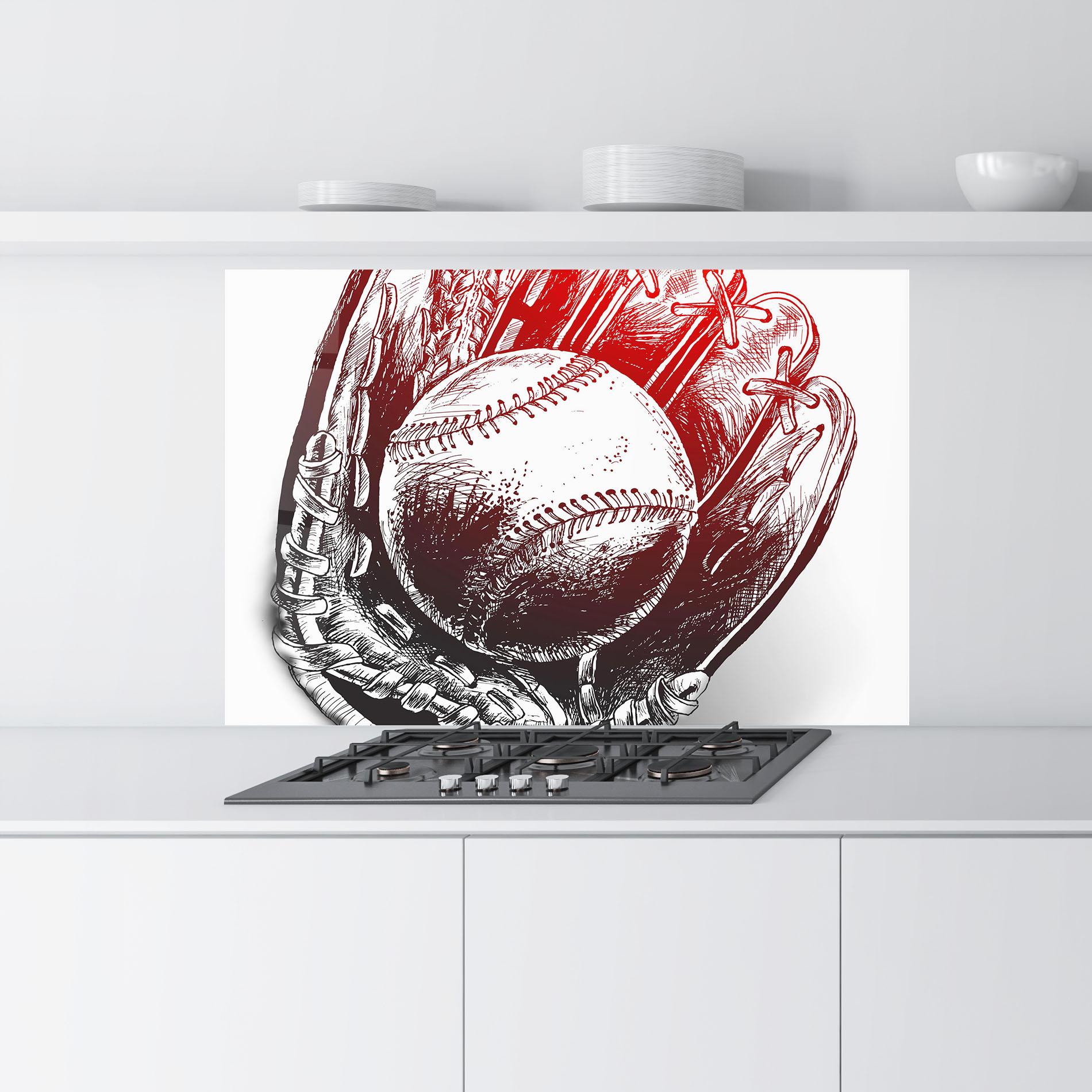 Panou Sticla Bucatarie Baseball Glove Art mockup 9