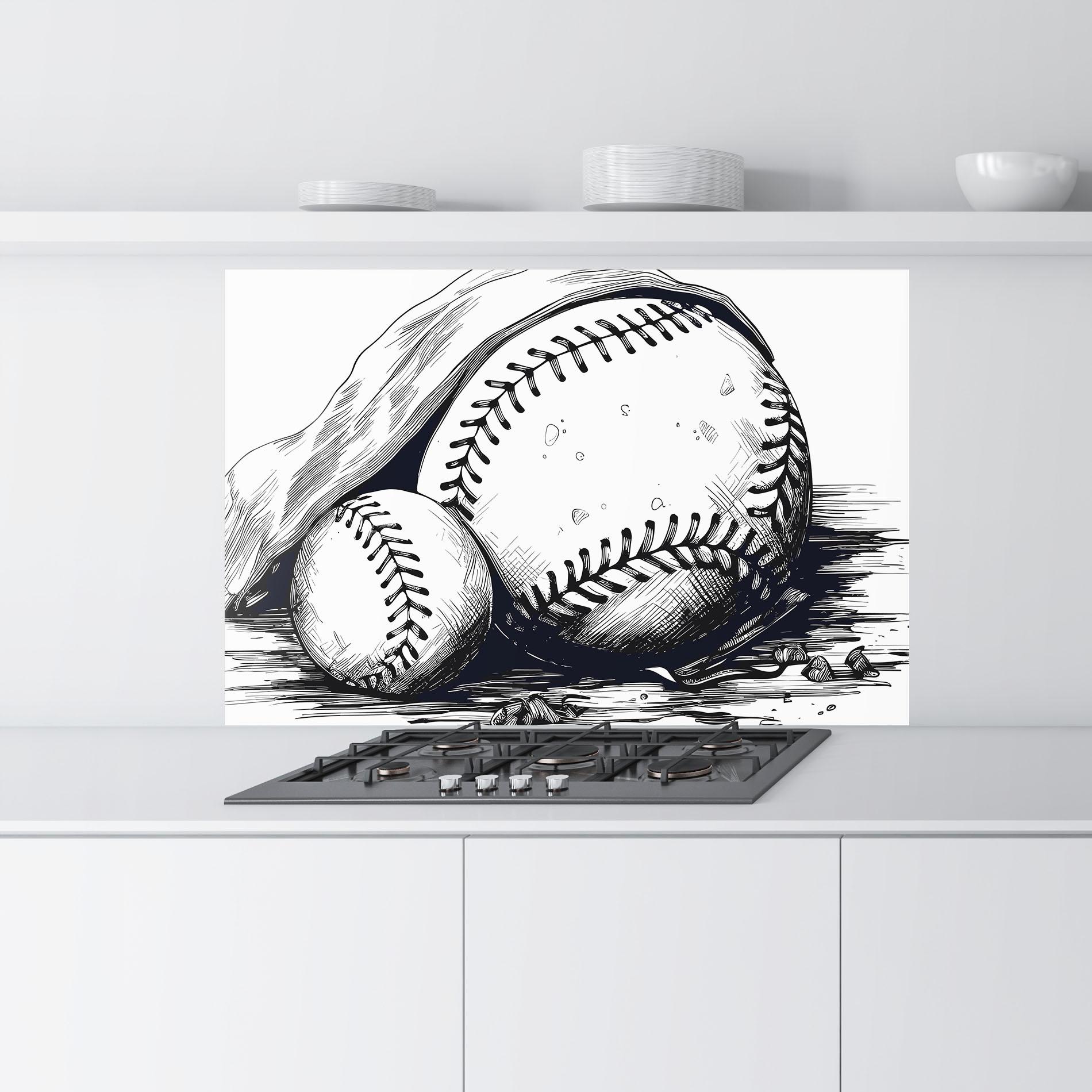 Panou Sticla Bucatarie Baseball Grey Line mockup 9
