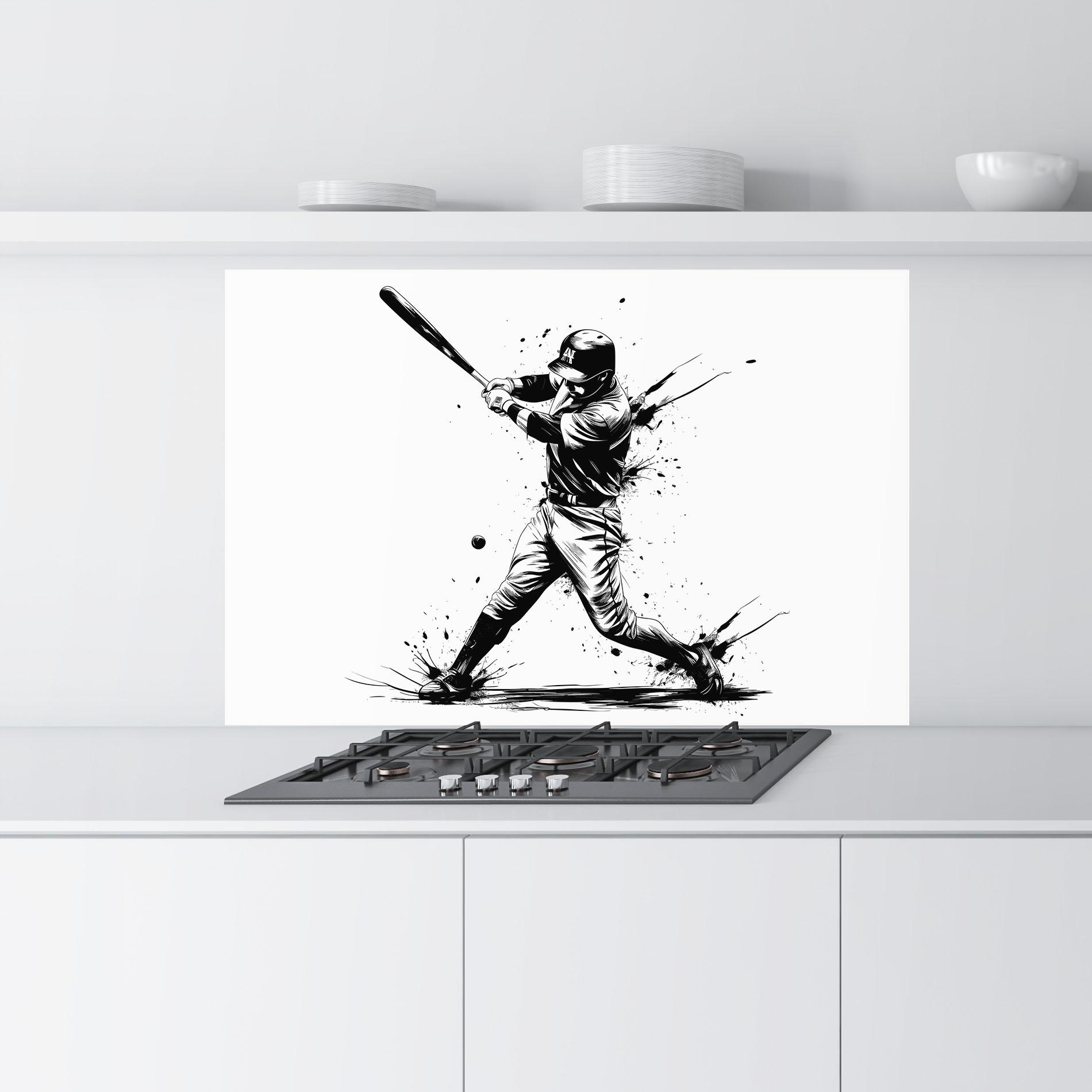 Panou Sticla Bucatarie Baseball Splash mockup 9
