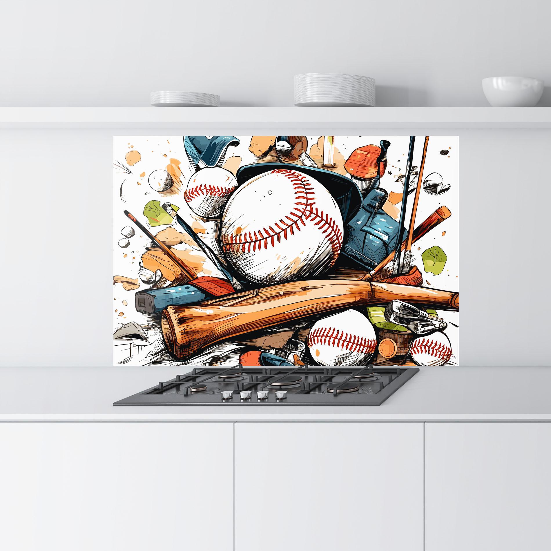 Panou Sticla Bucatarie Baseball Trash mockup 9