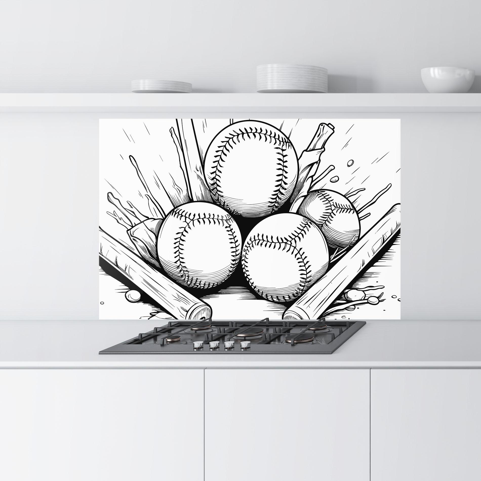 Panou Sticla Bucatarie Big Baseball Ball mockup 9