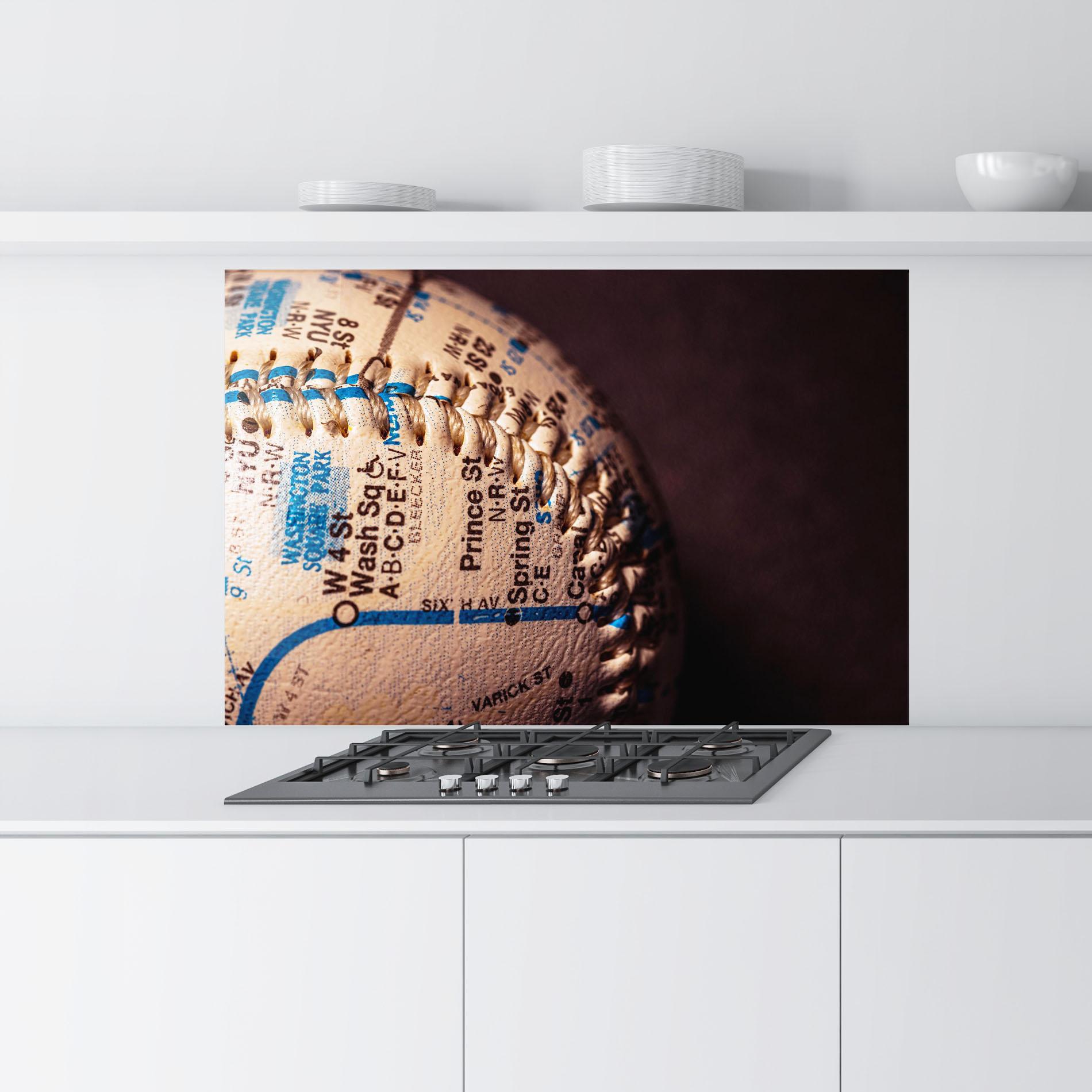 Panou Sticla Bucatarie Blue Text Baseball Ball mockup 9